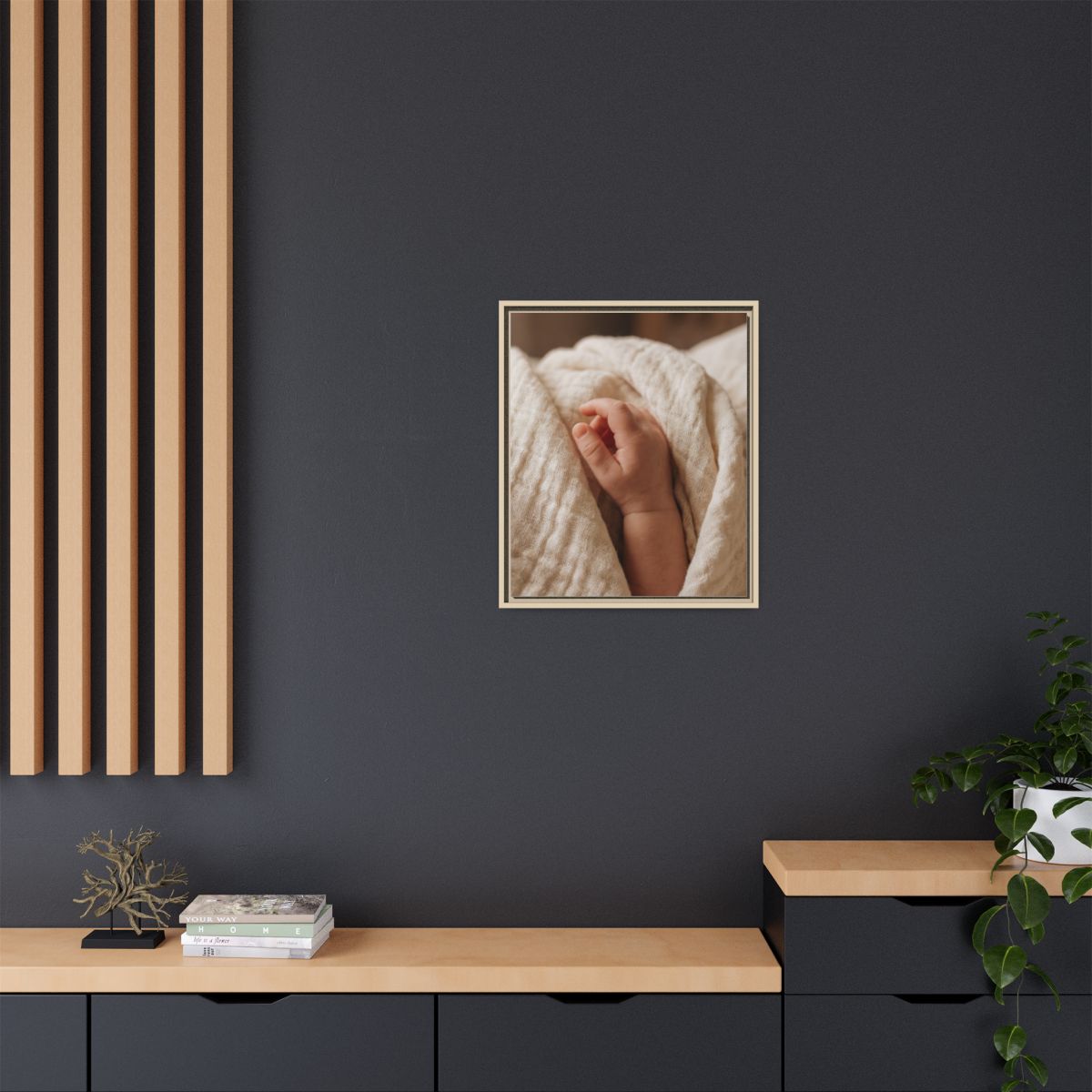 Framed Matte Canvas - Tender Newborn Hand (8×10, 9×12... |...