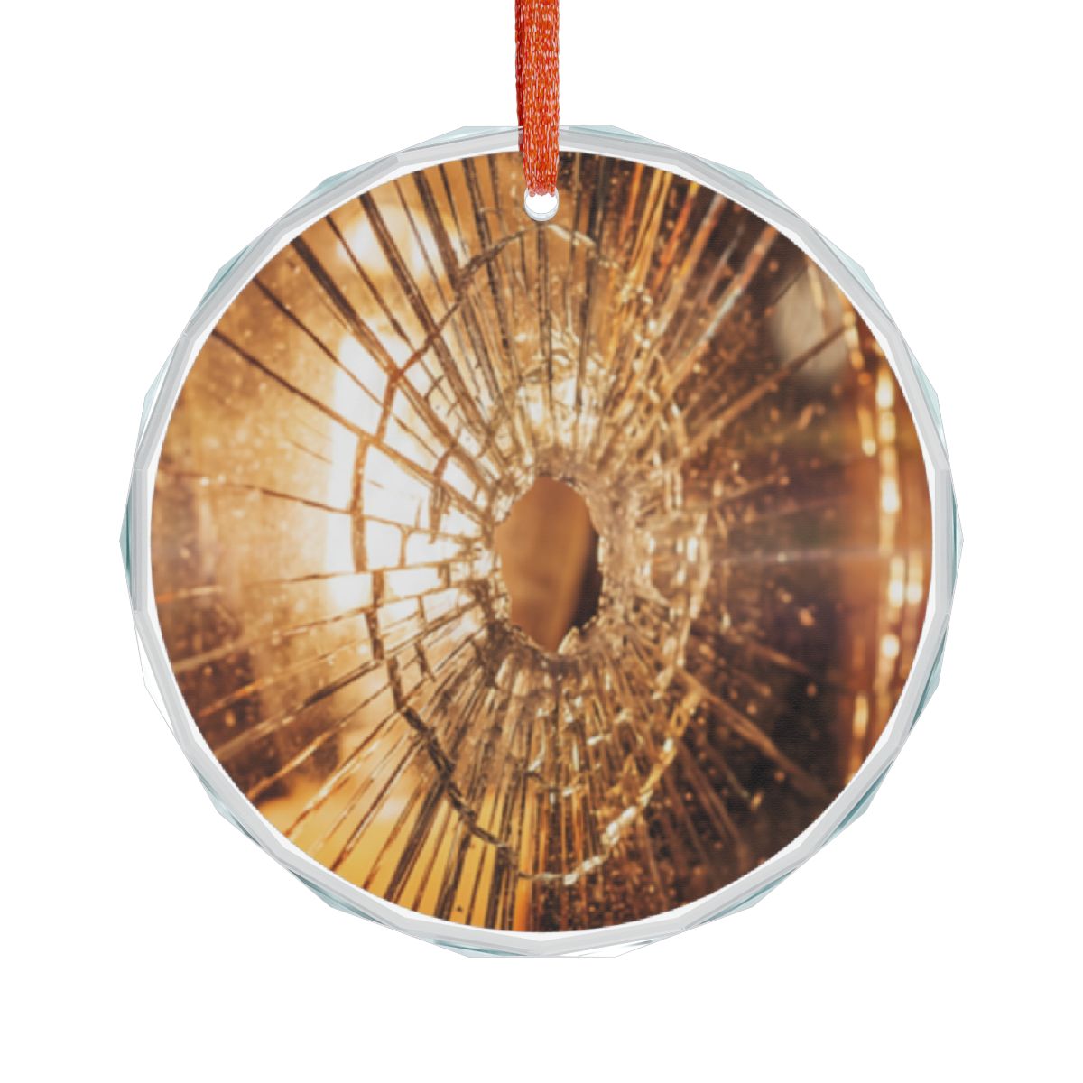Crystal Glass Ornament - Golden Fracture Broken Glass Art |...