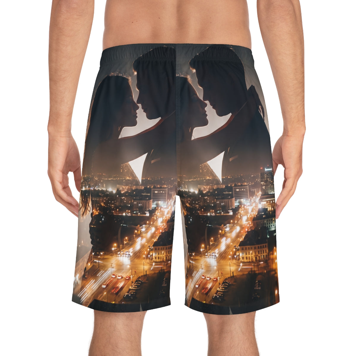 Men's Board Shorts - Midnight City Skyline | Echovira...