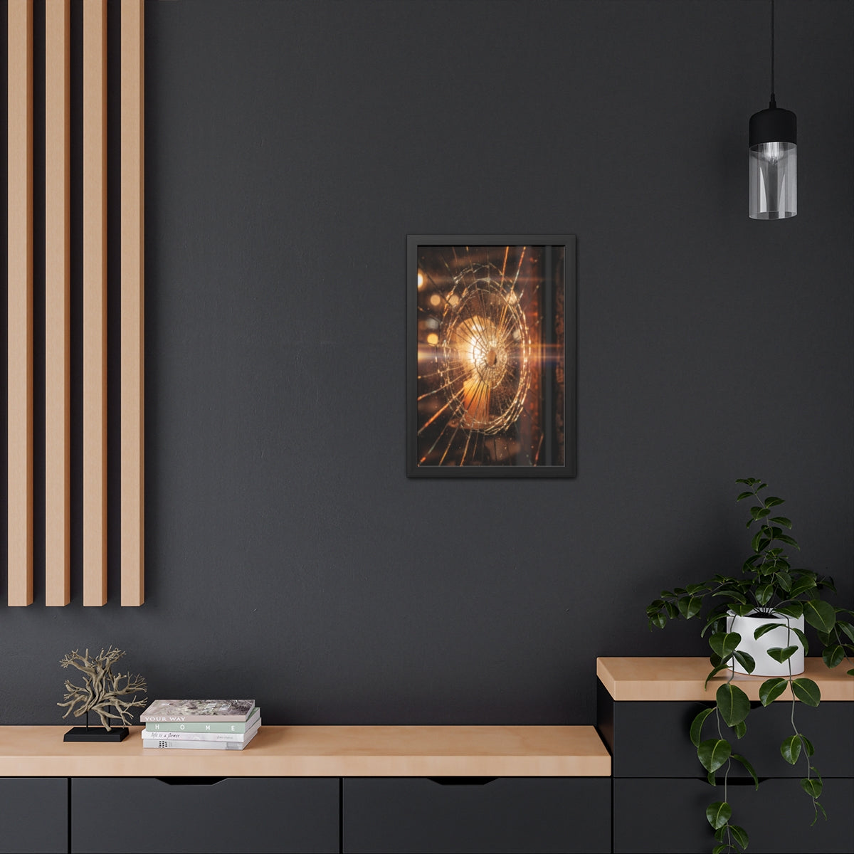 Framed Poster - Moody Fractured Glass — Portrait