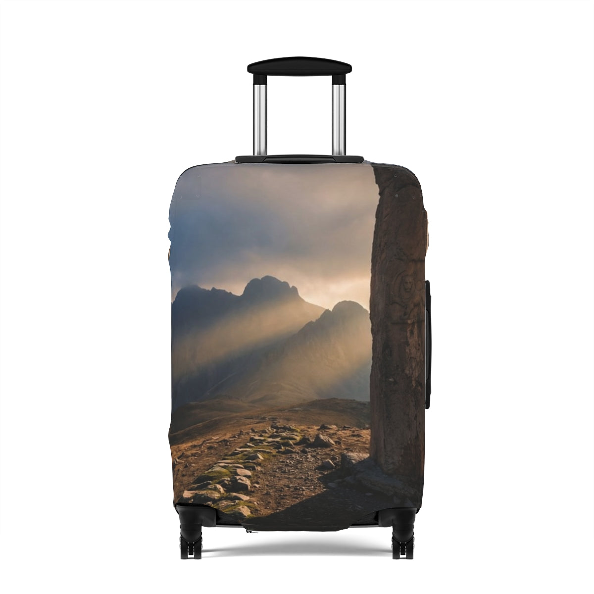 Luggage Cover - Mystic Monolith Ancient Persian Mountain Art...
