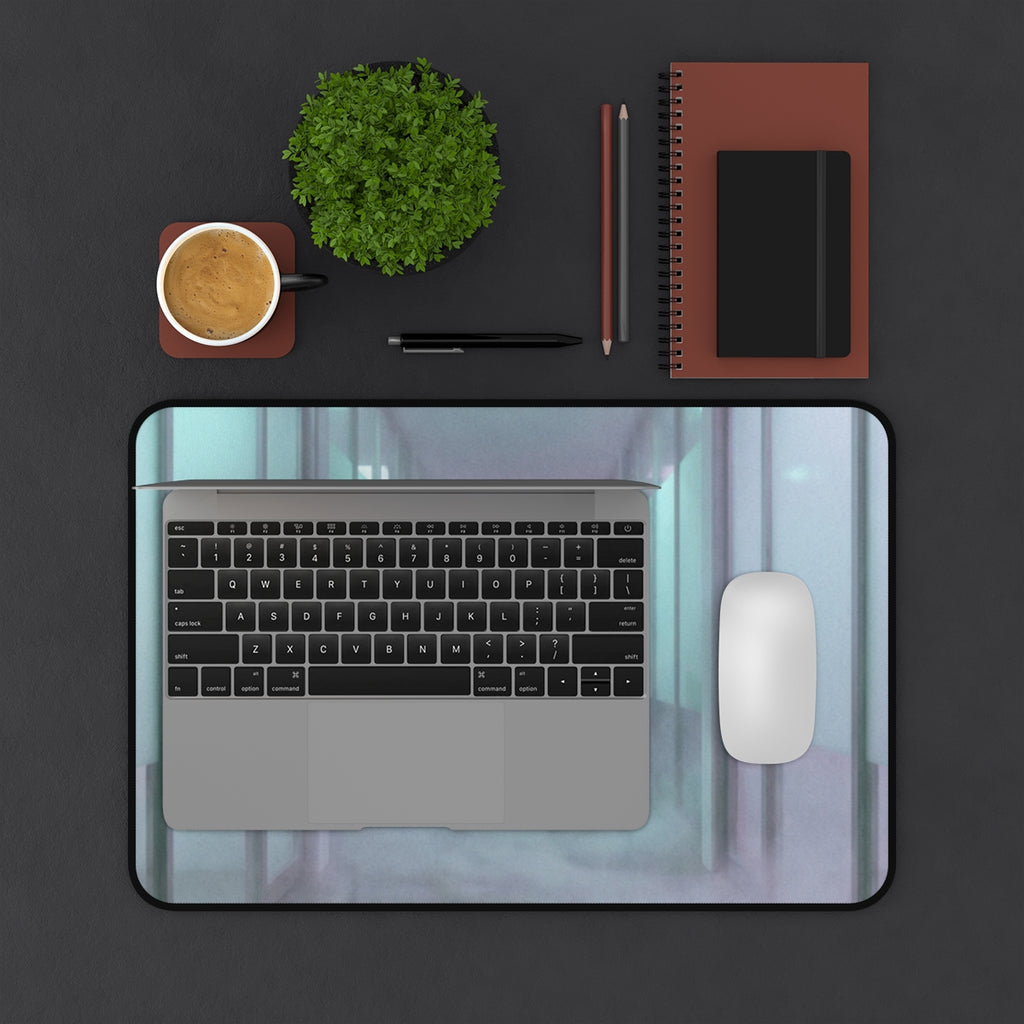 Desk Mat - Liminal Corridor Fog Art Print | Echovira Gallery
