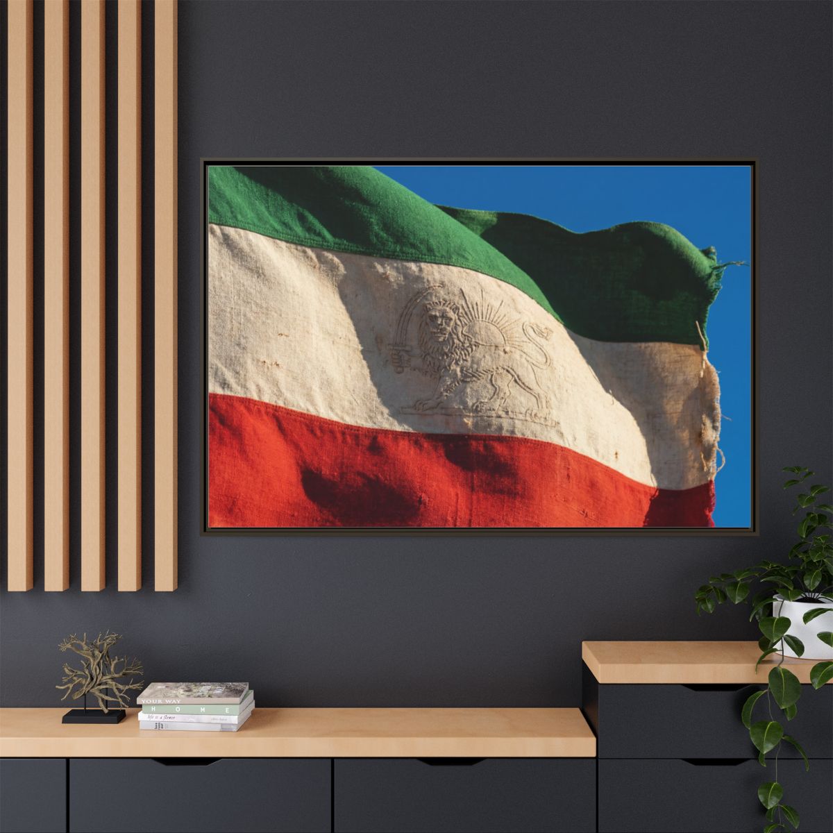 Framed Canvas Art - Distressed Flag — Espresso / 1.25"