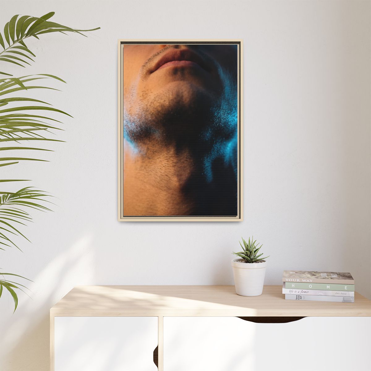 Matte Canvas, Framed - Neon Shadows Cinematic Portrait Art...