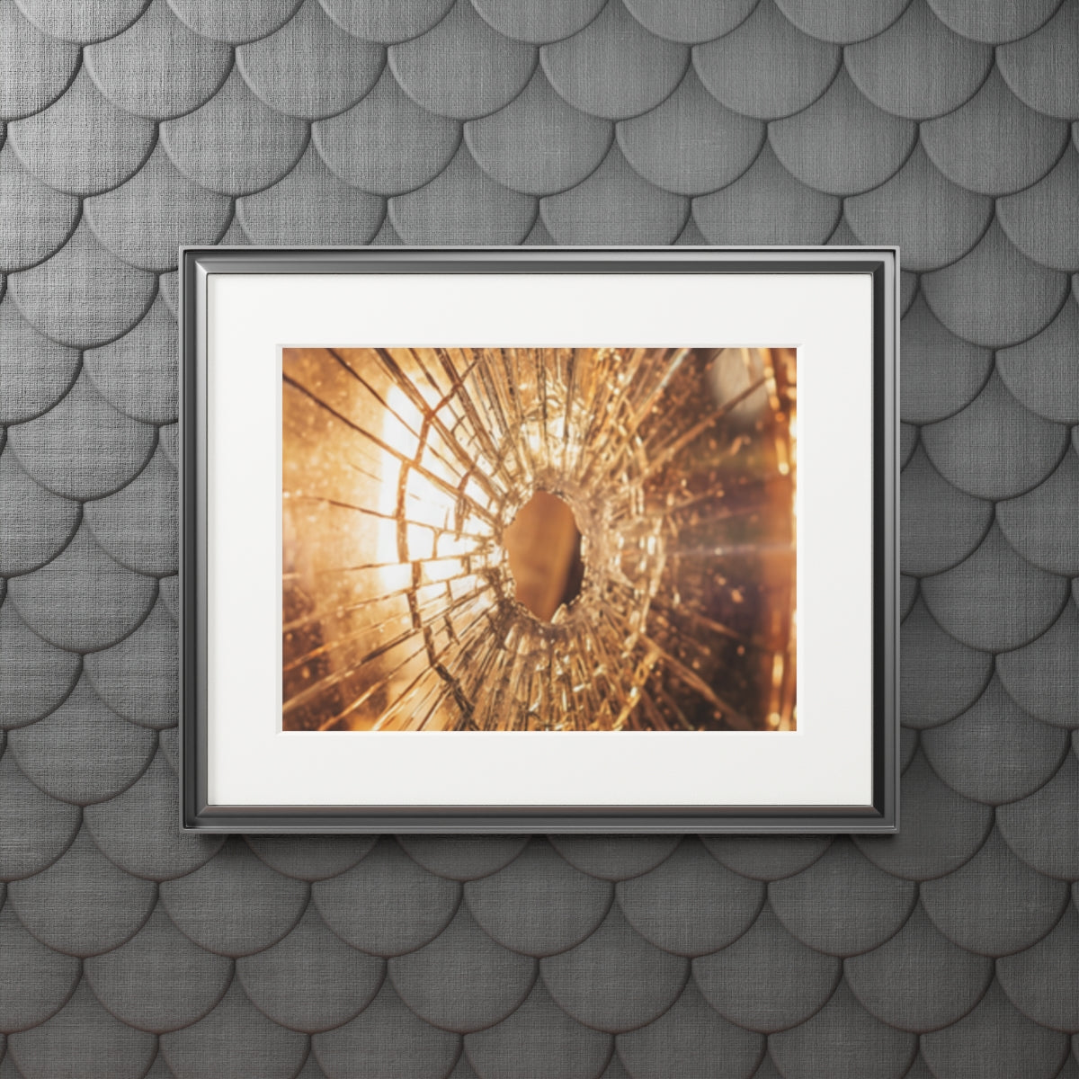 Fine Art Prints - Golden Fractures Shattered Glass Art —......