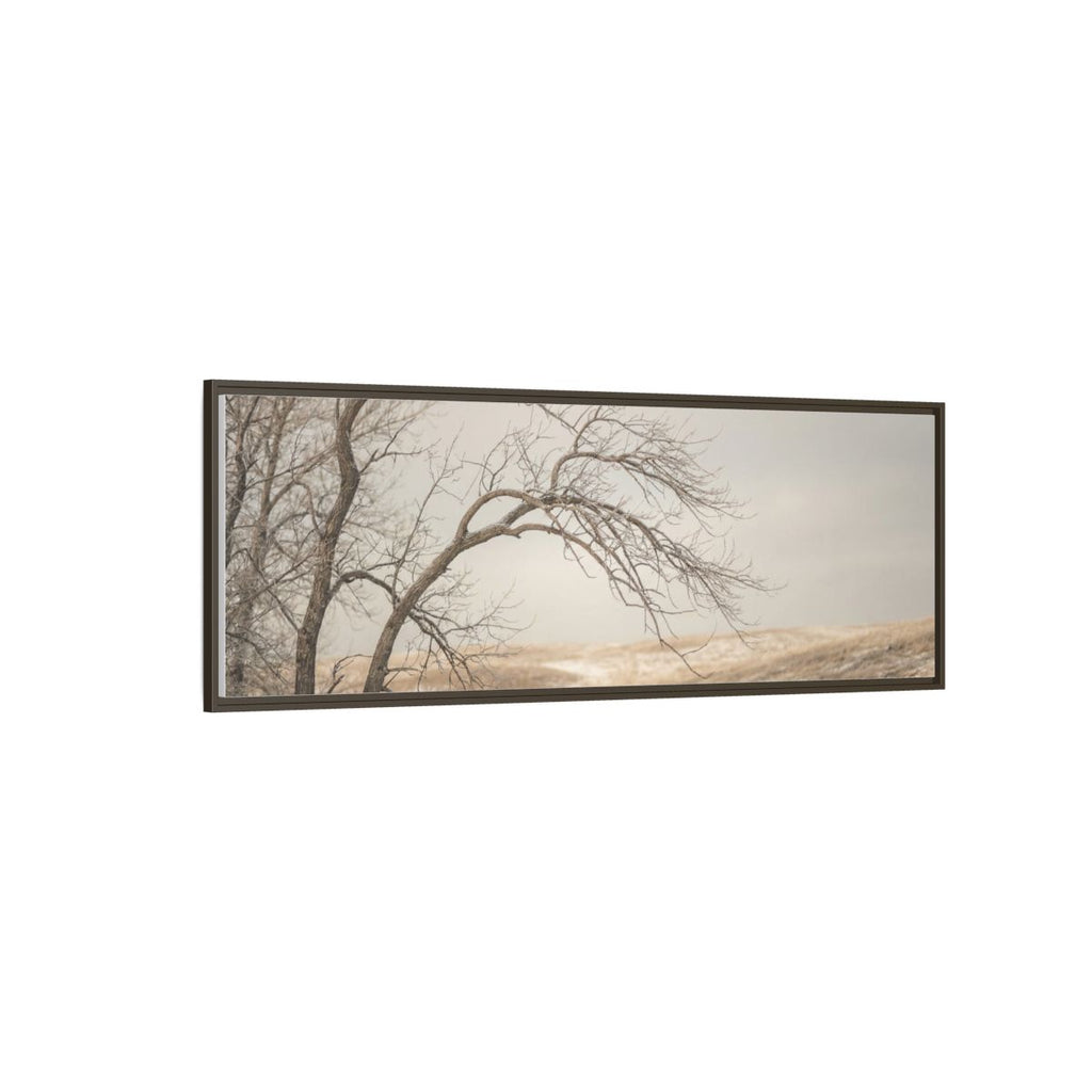 Framed Canvas Art - Minimalist Winter — Espresso / 1.25"