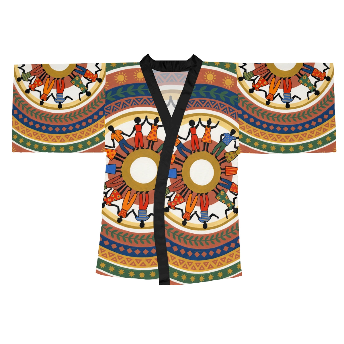 Long Sleeve Kimono Robe - Unity Mandala Folk Art | Echovira...