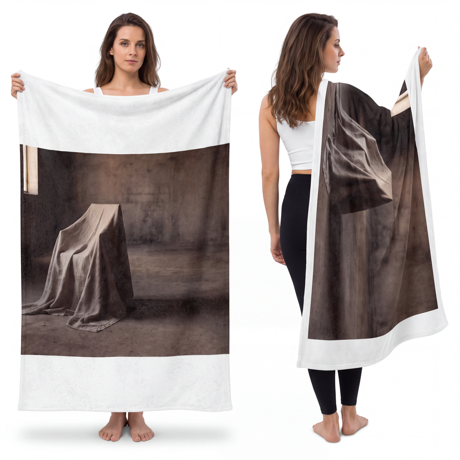 Velveteen Microfiber Blanket - Draped Silence Still Life Art - Shadowed Sanctuary