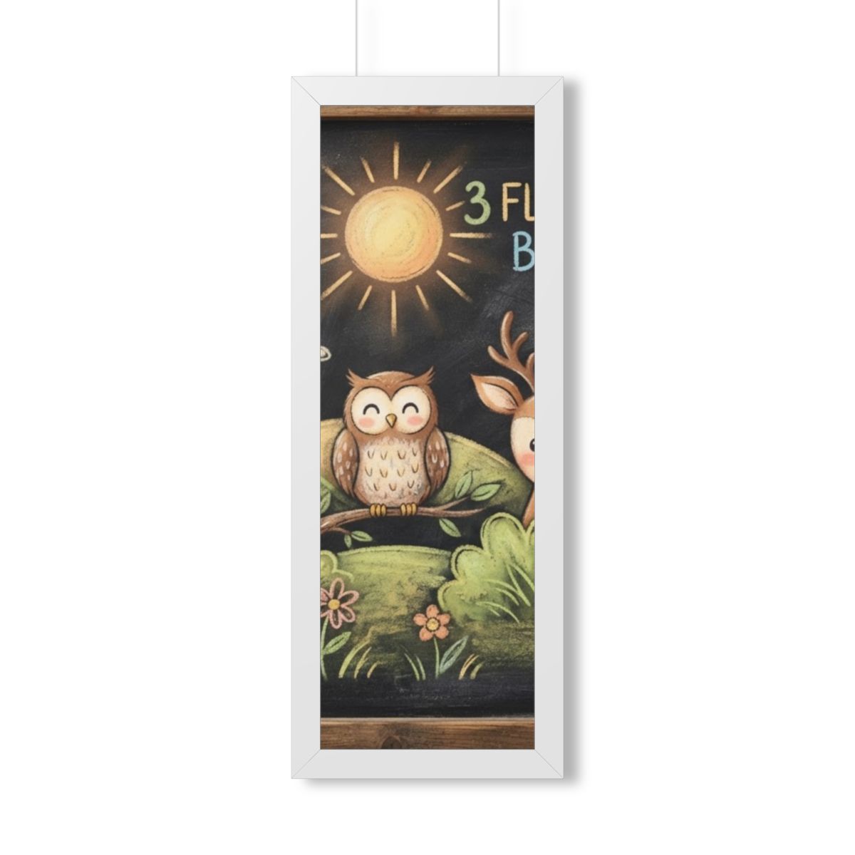Framed Vertical Poster - Woodland Friends Meadow — White......