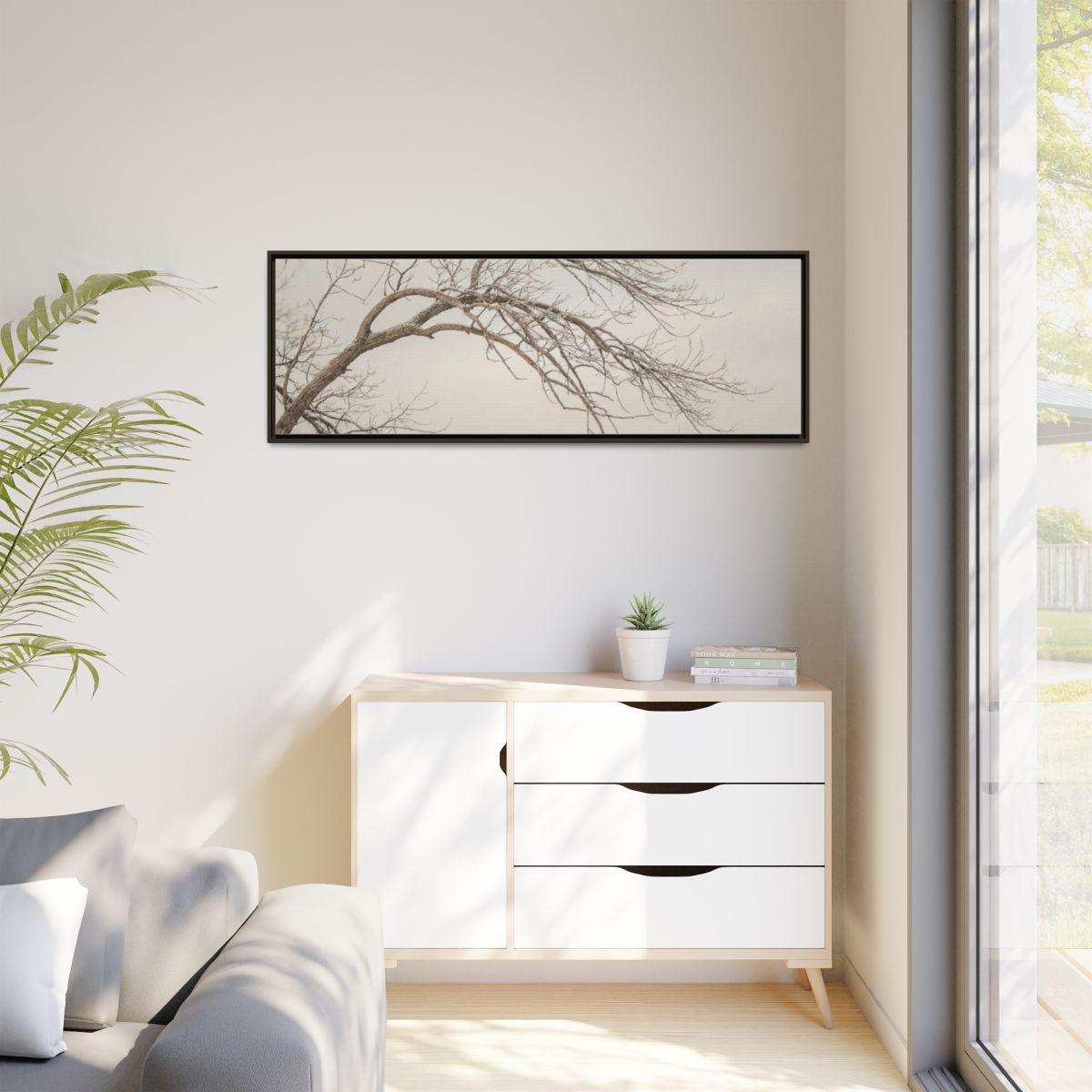 Matte Canvas, Framed - Winter Branch Solitude Landscape —......