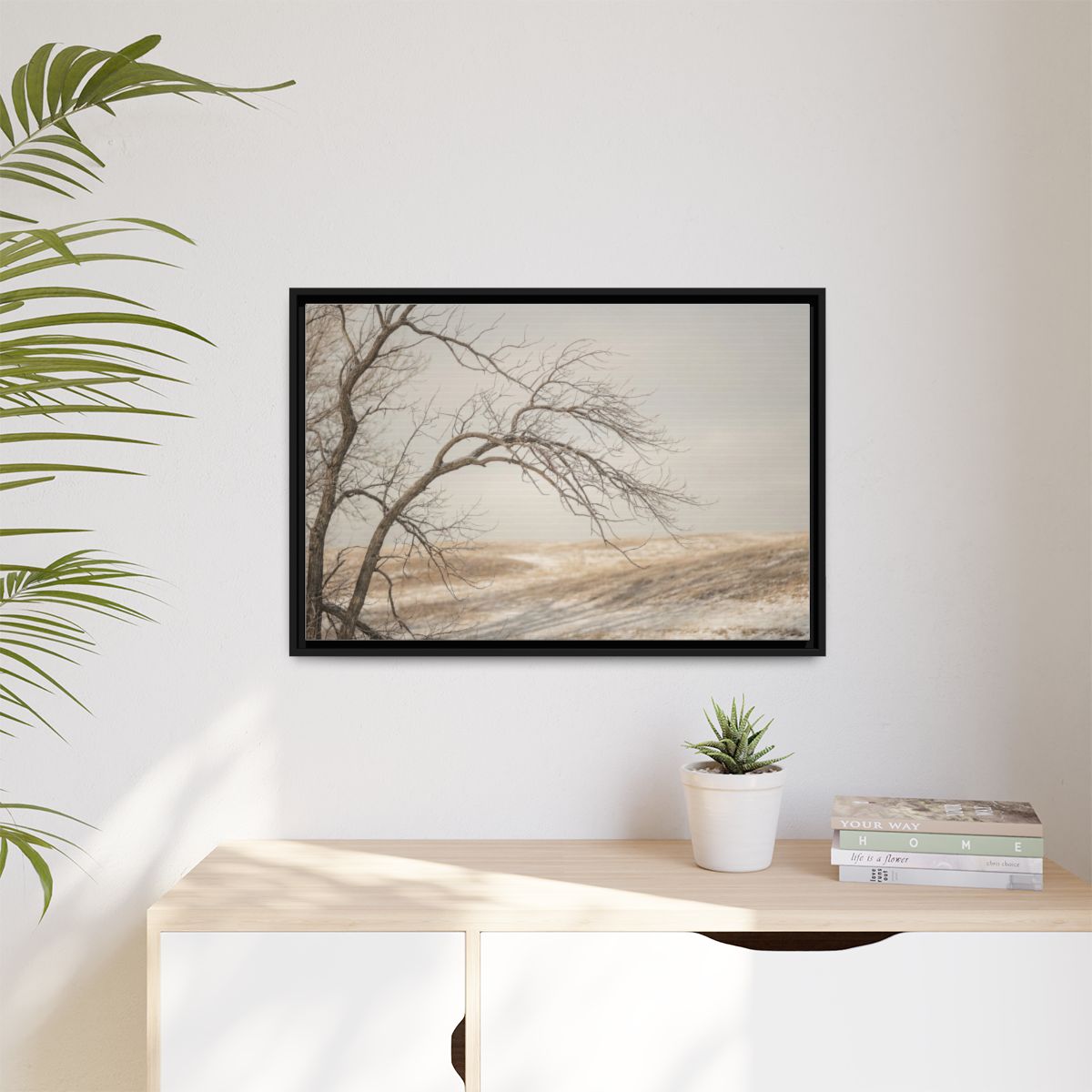 Matte Canvas, Framed - Winter Branch Solitude Landscape —......