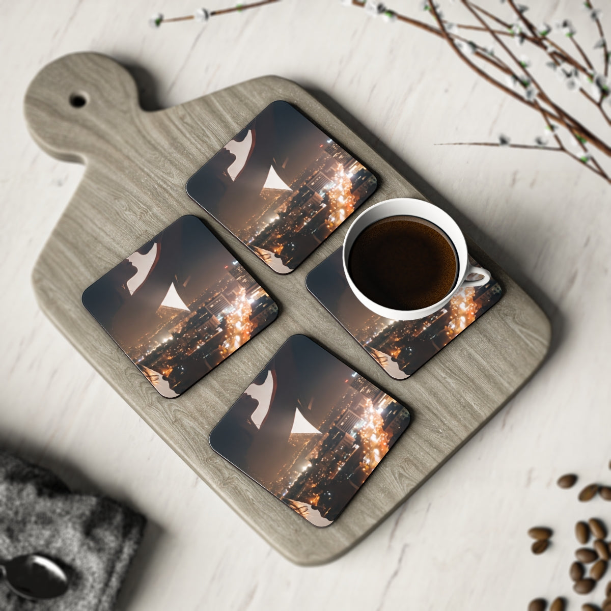 Coasters - Midnight City Romance (4pc) (1 & 4 pcs) |...