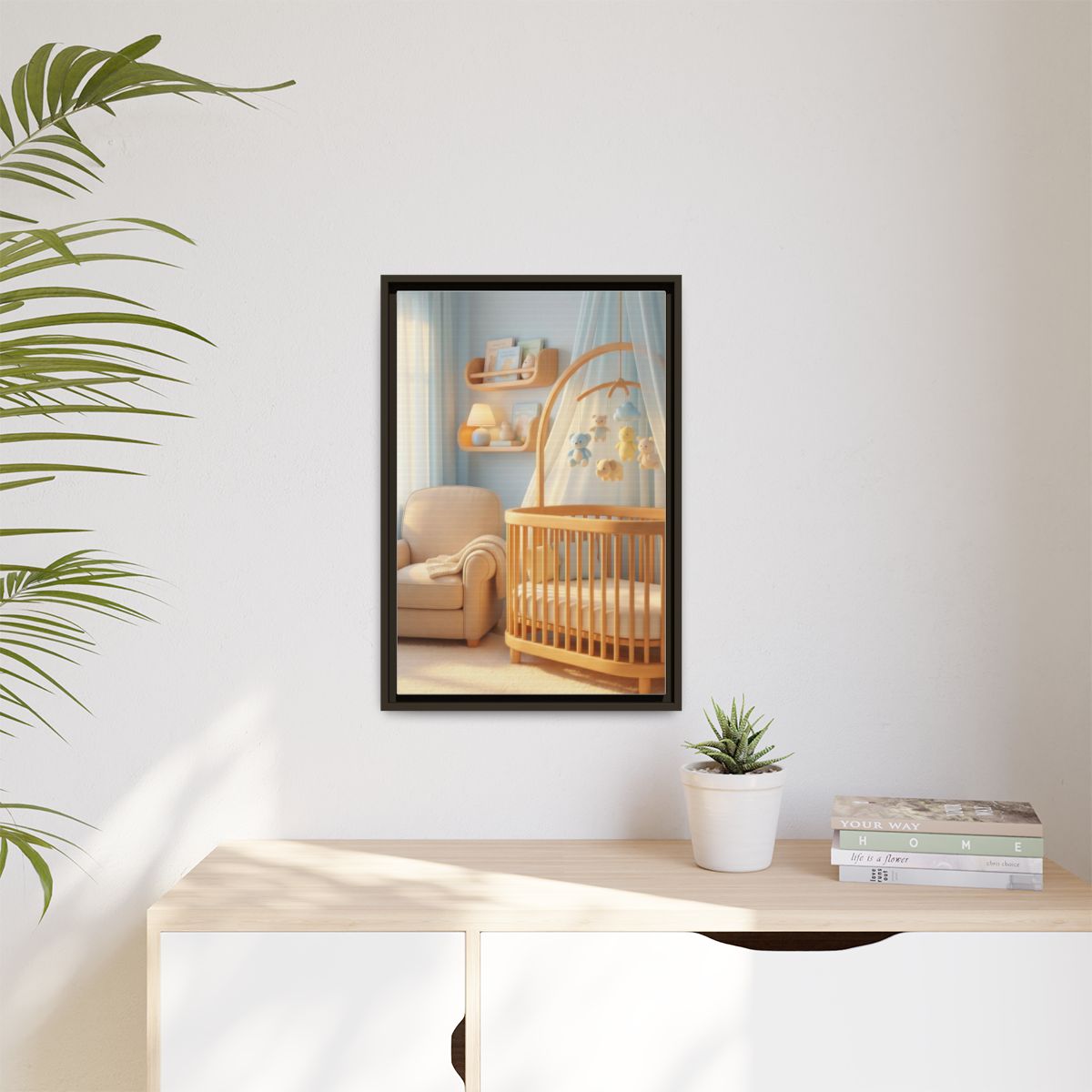 Matte Canvas, Framed - Dreamy Serene Nursery Art — Espresso...