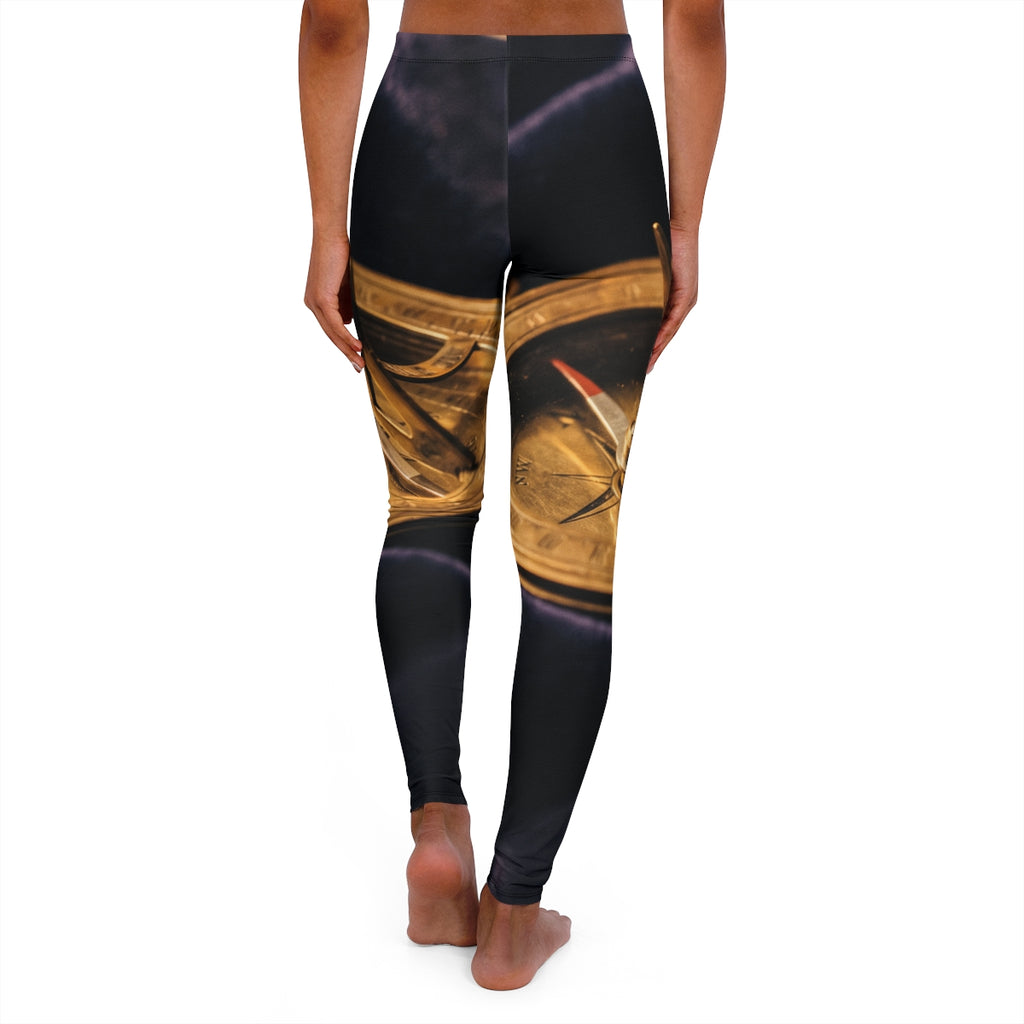 Women's Leggings with Antique Sundial Compass