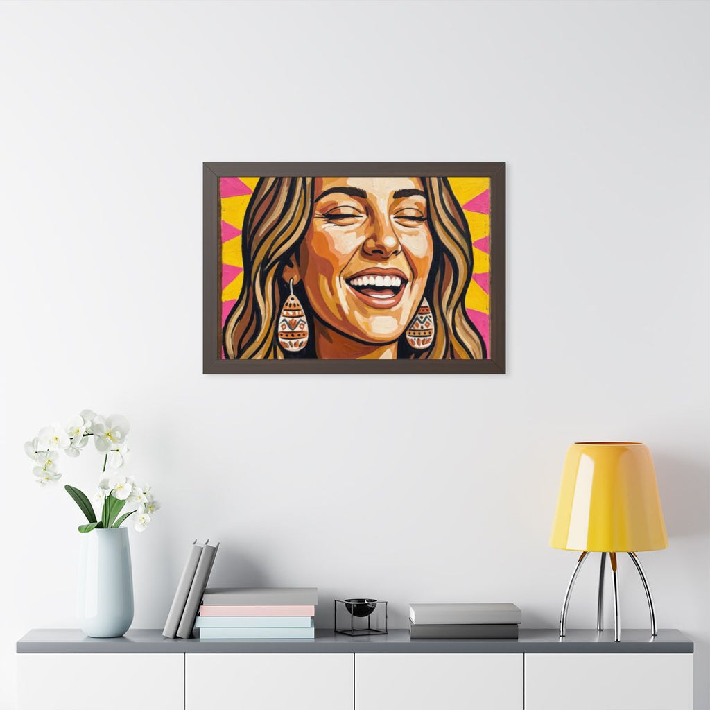 Framed Horizontal Poster - Radiant Joy Boho Pop Art Portrait...