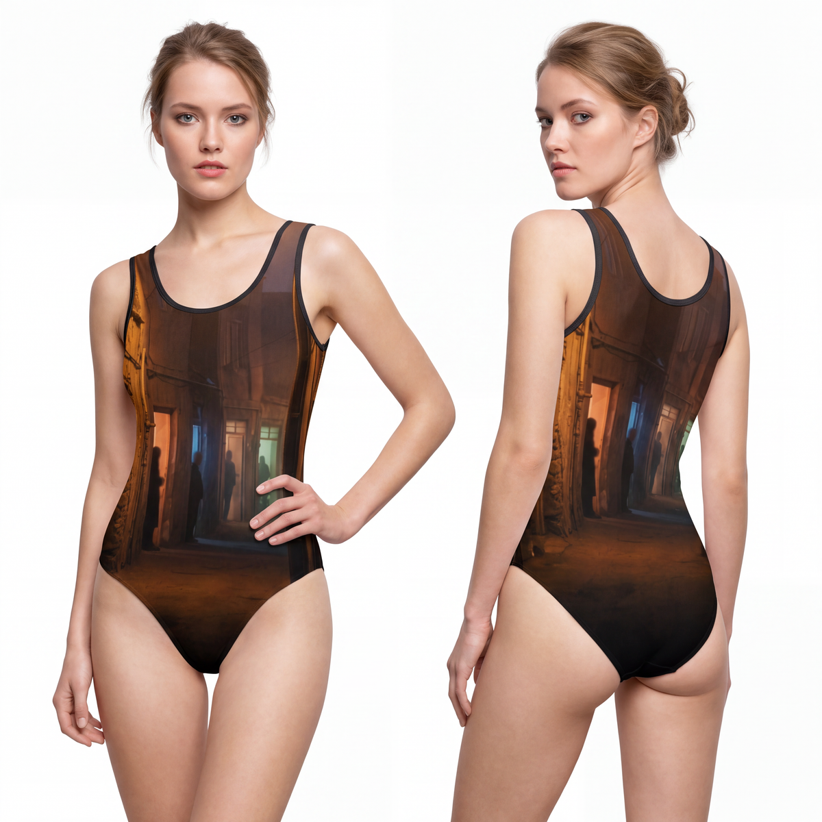 Women's Classic One-Piece Swimsuit - Shadowed Alleyway... |...