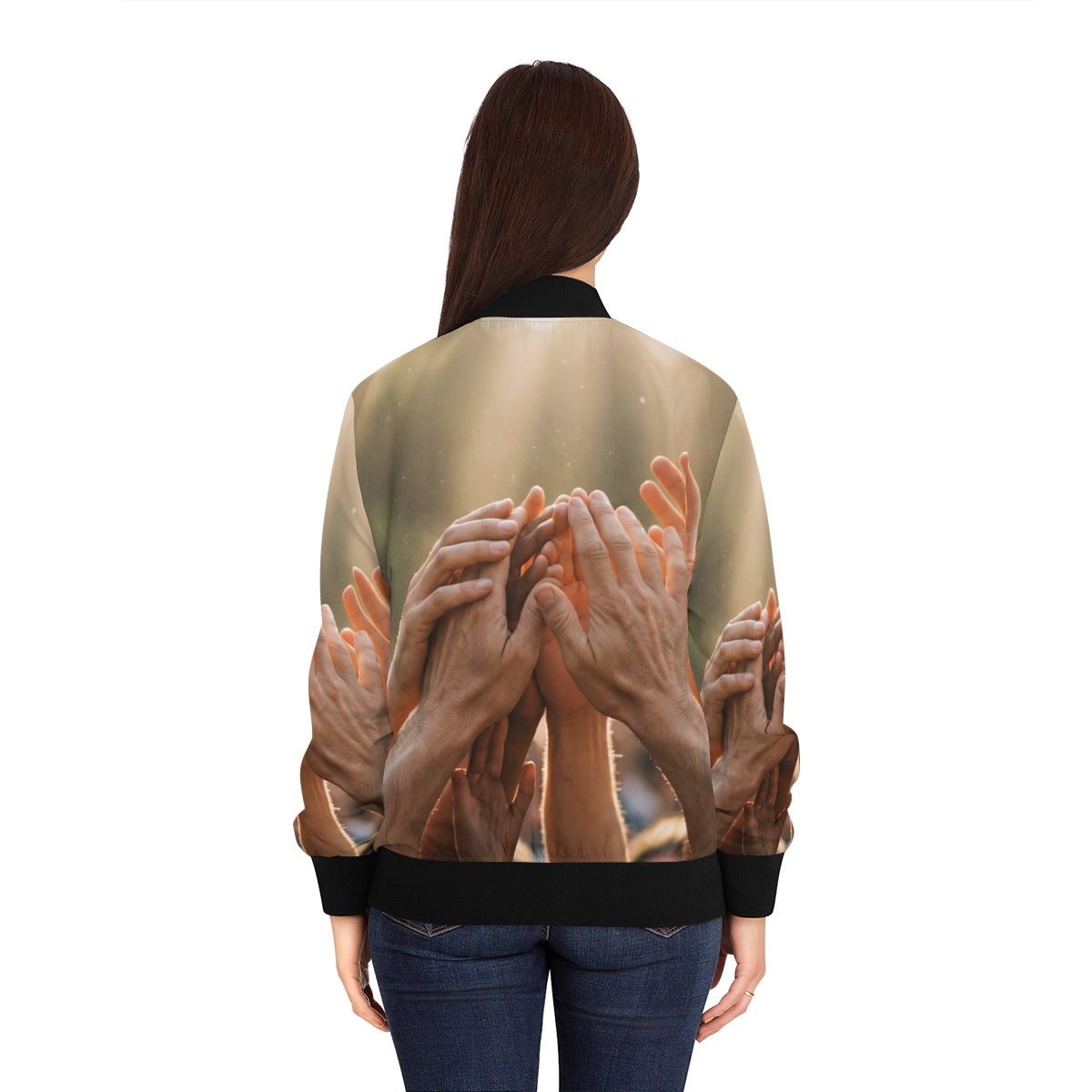 Women's Bomber Jacket - Golden Rays of Unity Wall Art |...