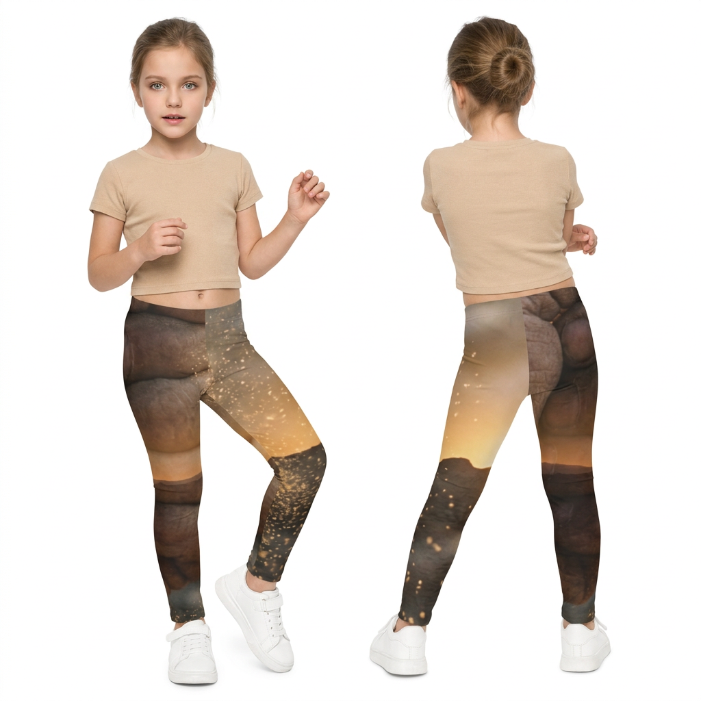 Kids Leggings with Desert Sunset Art