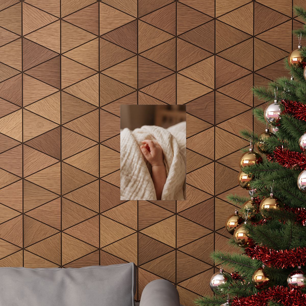 Matte Vertical Posters - Tender Newborn Hand in Soft Muslin...