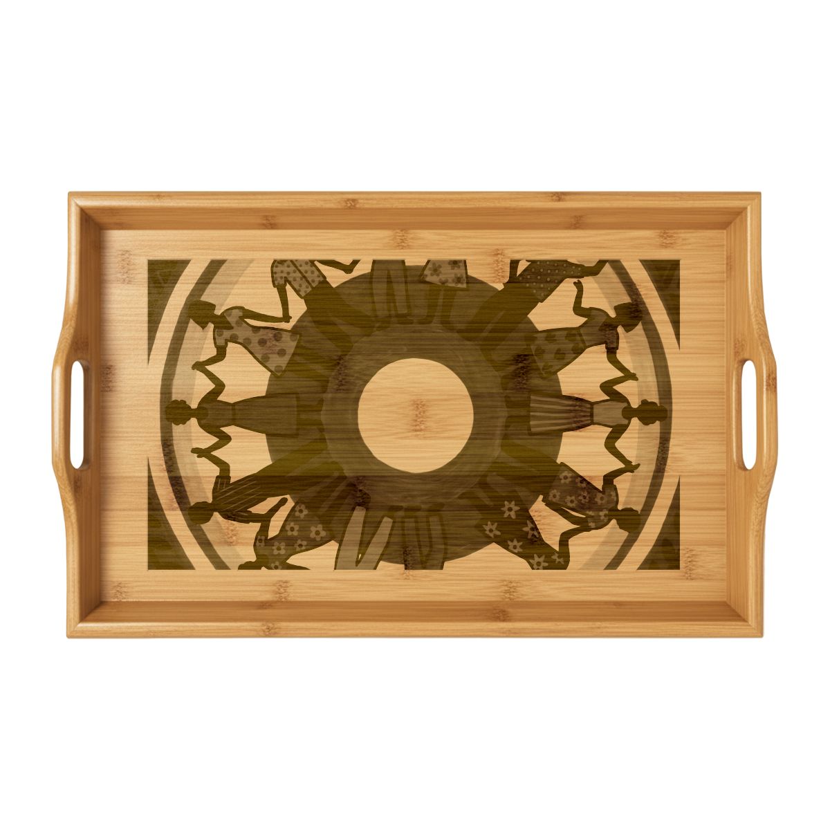Engraved Bamboo Tray - Unity Mandala Folk Art | Echovira...