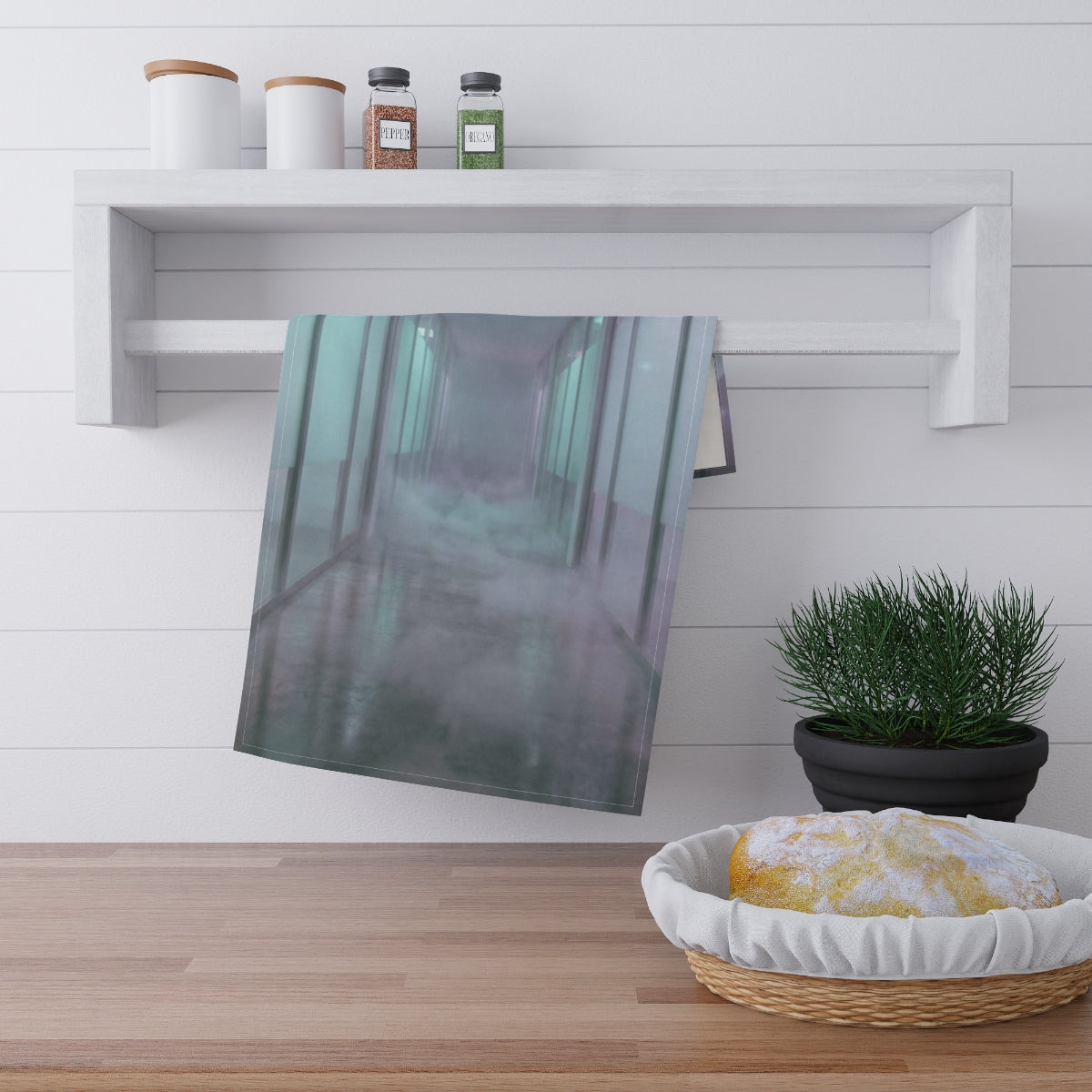 Tea Towels - Liminal Corridor Fog Art Print | Echovira...
