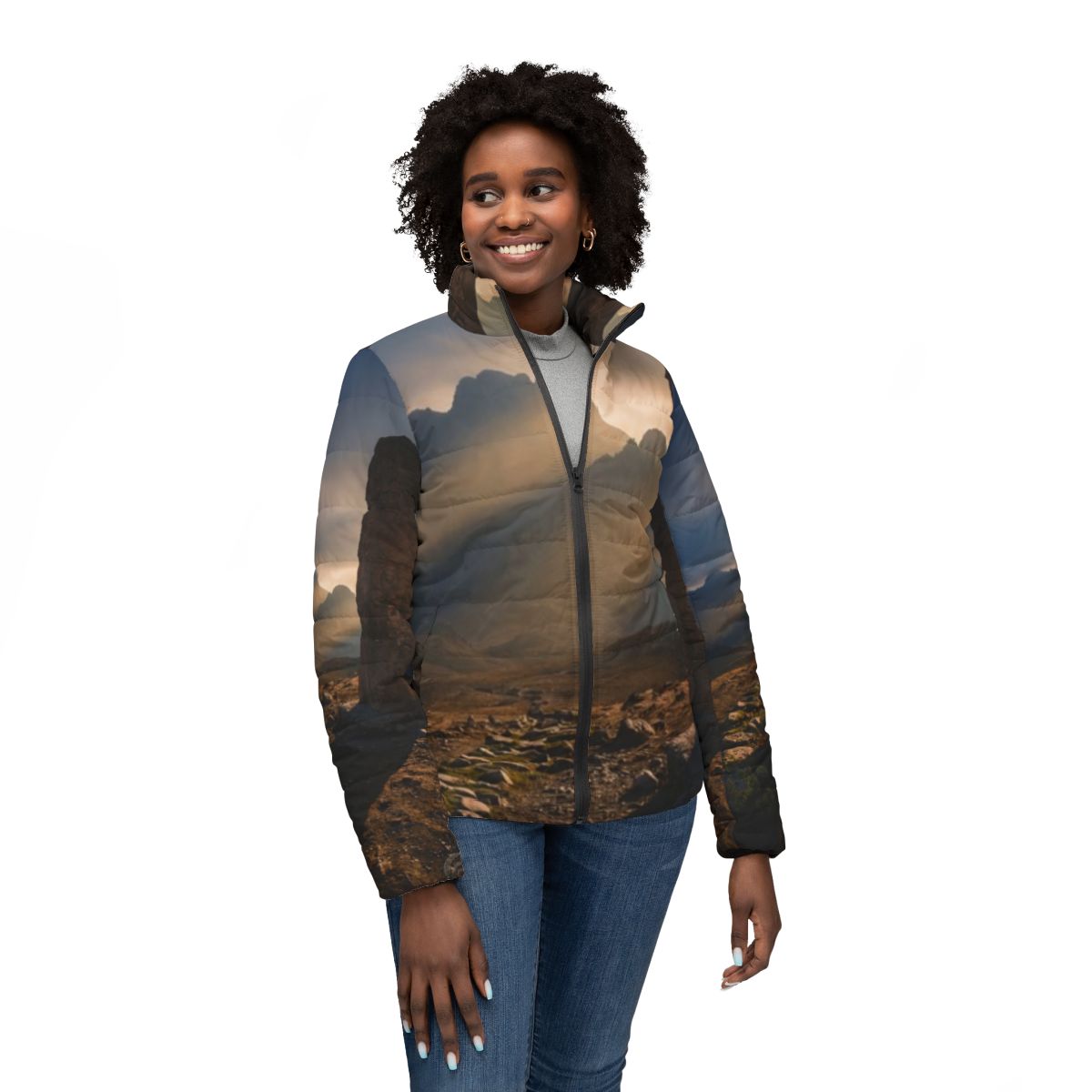 Women's Puffer Jacket - Mystic Monolith Ancient Persian... |...