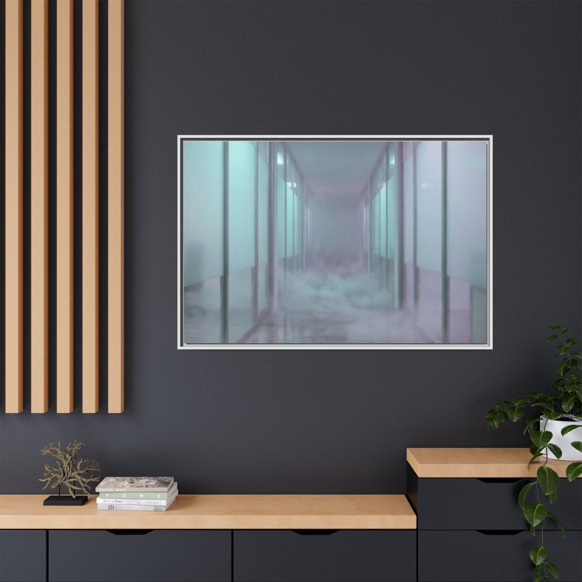 Matte Canvas, Framed - Liminal Corridor Fog Art Print —... |...
