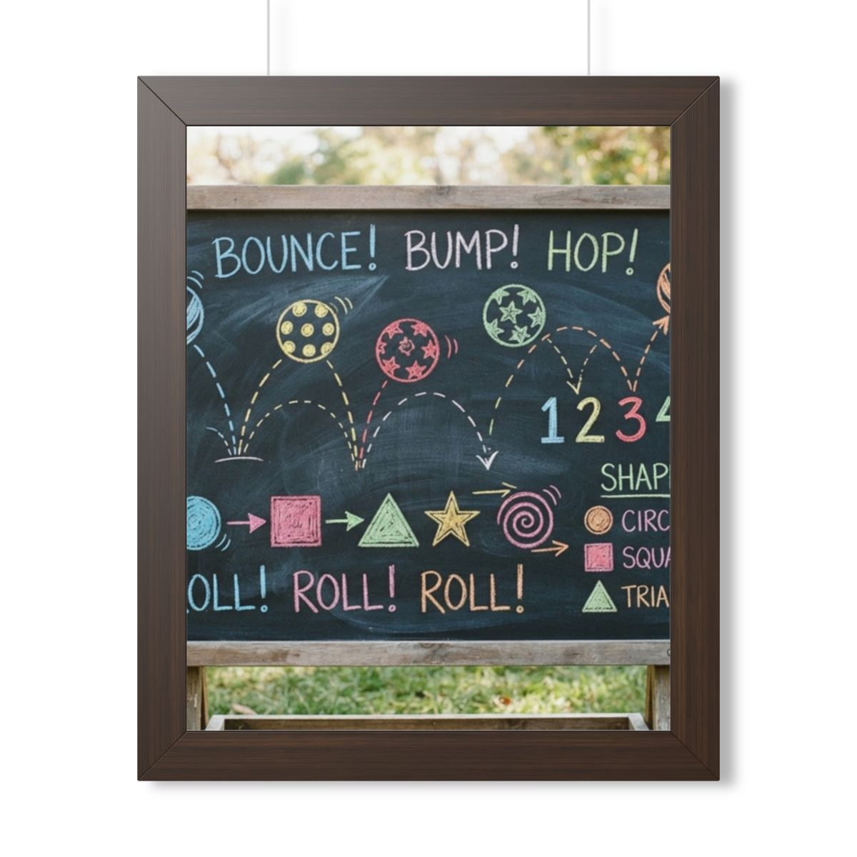 Framed Vertical Poster - Chalkboard Playground — Walnut... |...