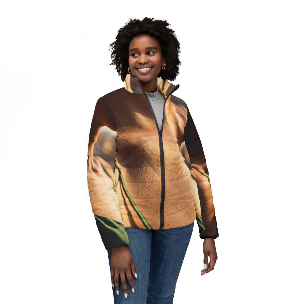 Golden Hour Women's Puffer - Emerald Sunset Coat | Echovira...