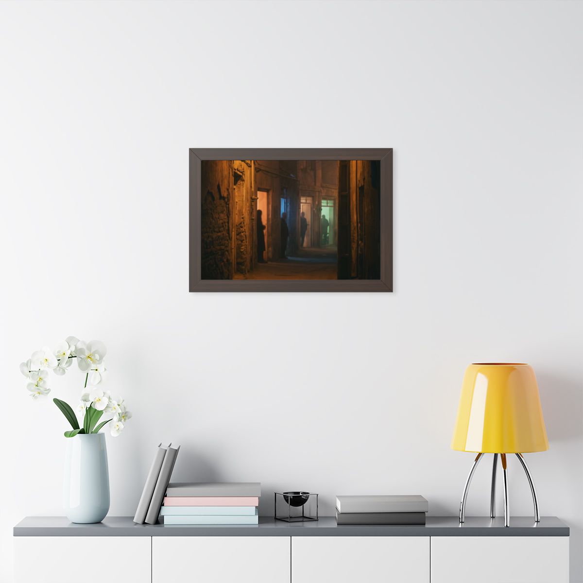 Framed Horizontal Poster - Shadowed Alleyway Mystery Art......