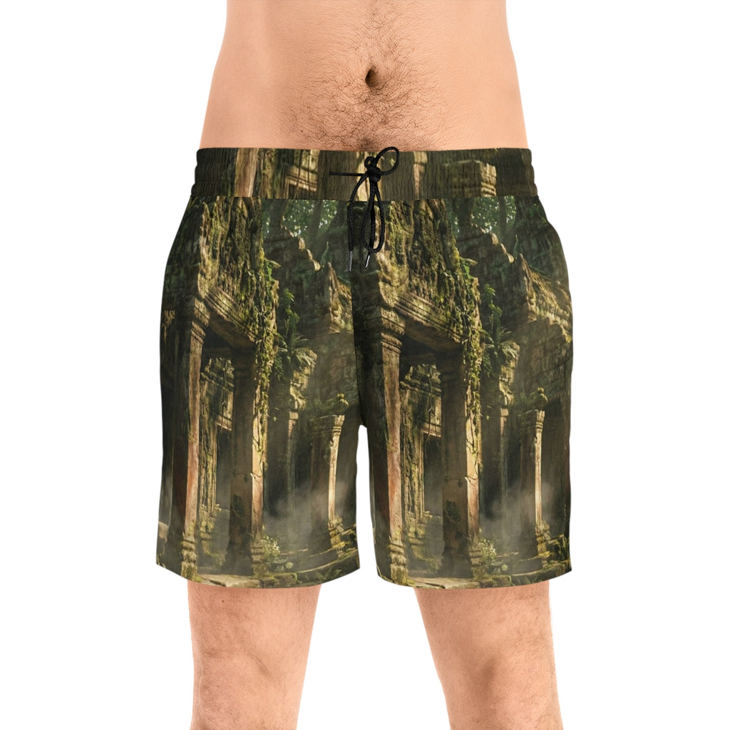 Men's Swim Shorts - Overgrown Temple | Echovira Gallery