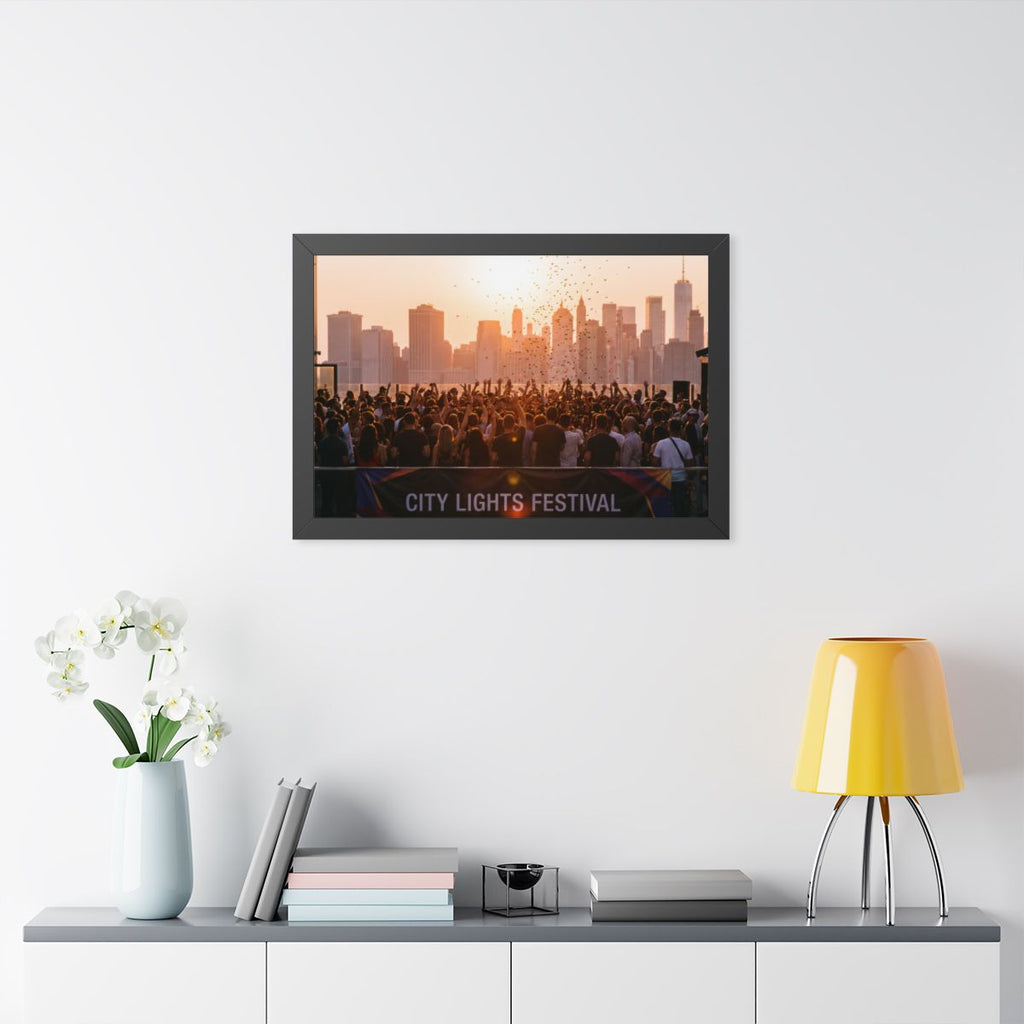 Framed Horizontal Poster - City Lights (14×11, 16×12, 16×16...