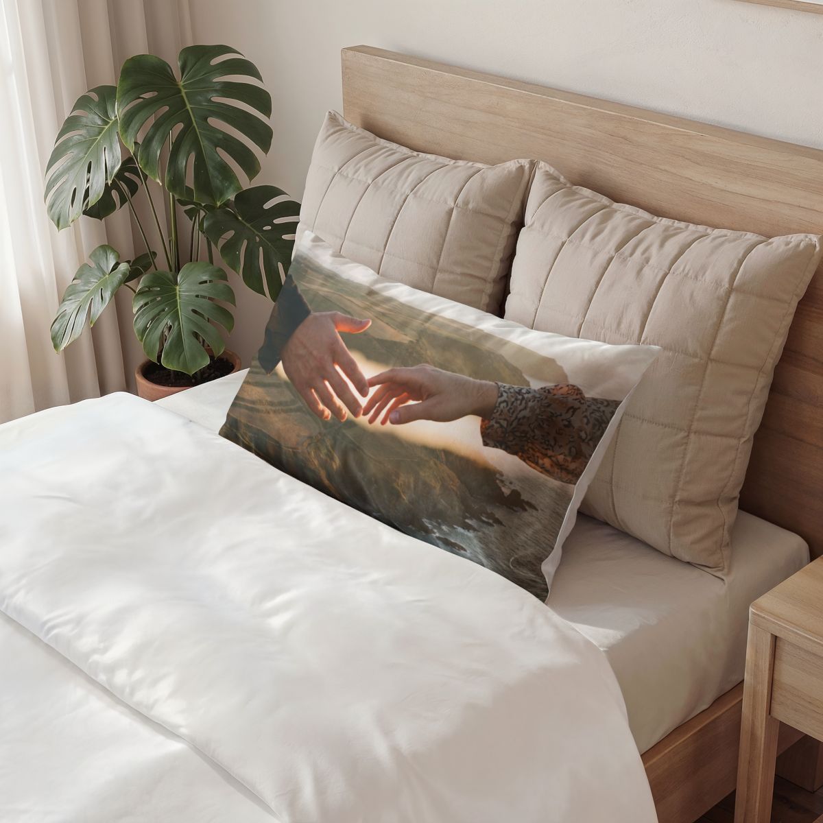 Cotton Pillow Sham - The Infinite Touch | Ethereal Coastal...