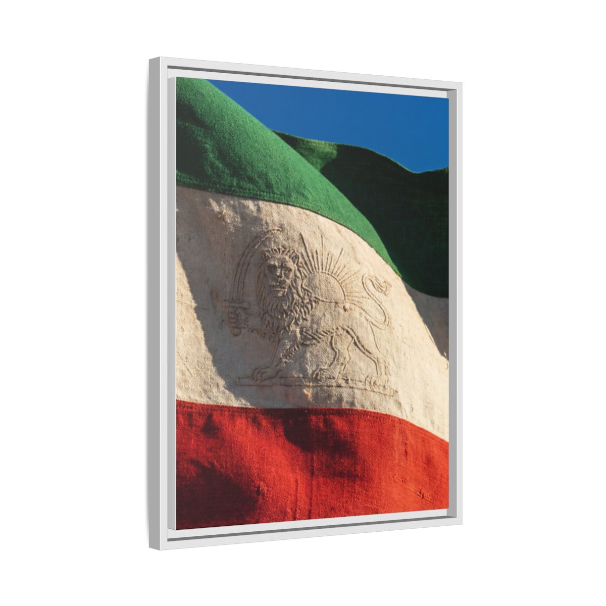 Framed Canvas Art - Distressed Flag — White / 1.25"