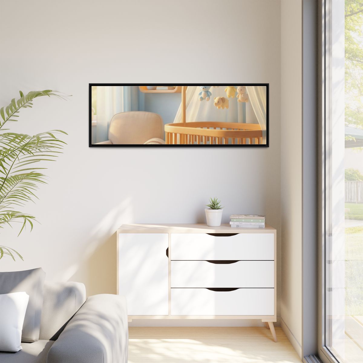 Matte Canvas, Framed - Dreamy Serene Nursery Art — Black /...