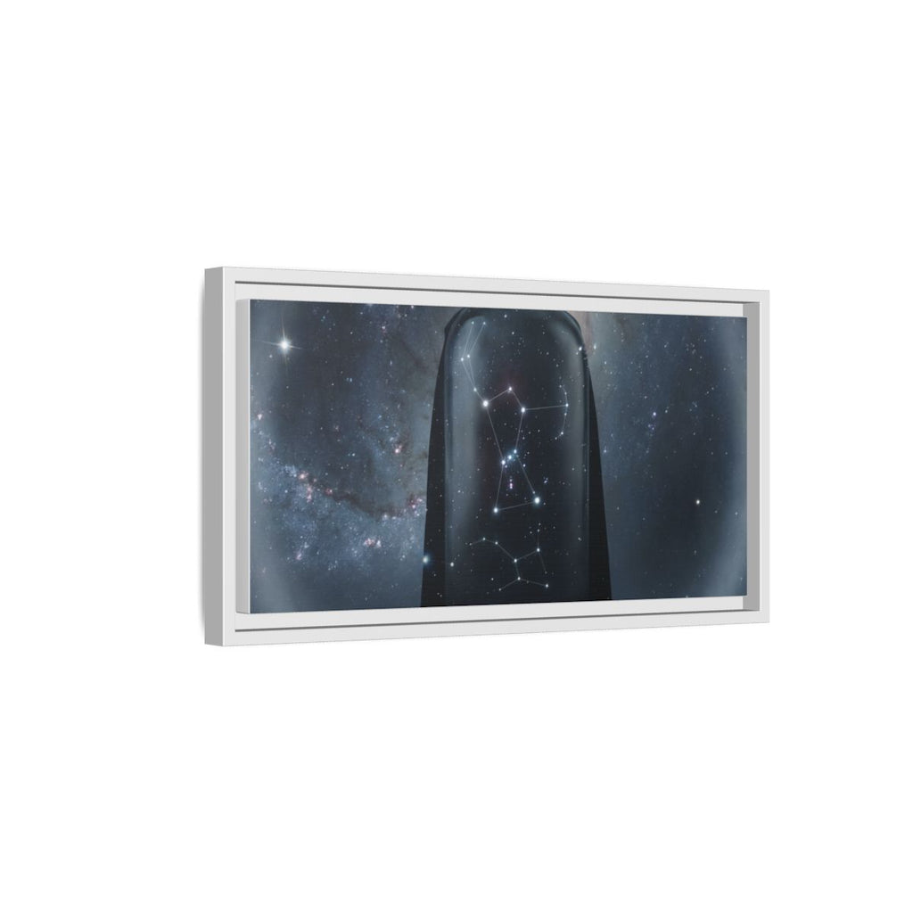 Framed Matte Canvas - Cosmic Sentinel — White / 1.25" (10×8, 12×9, 14×11, 16×12, 20×10, 18×12, 20×16, 24×16, 24×18, 36×12, 24×20, 32×16, 30×20, 30×24, 32×24, 48×16, 36×24, 48×24, 40×30, 60×20, 48×32, 60×30 & 60×40)