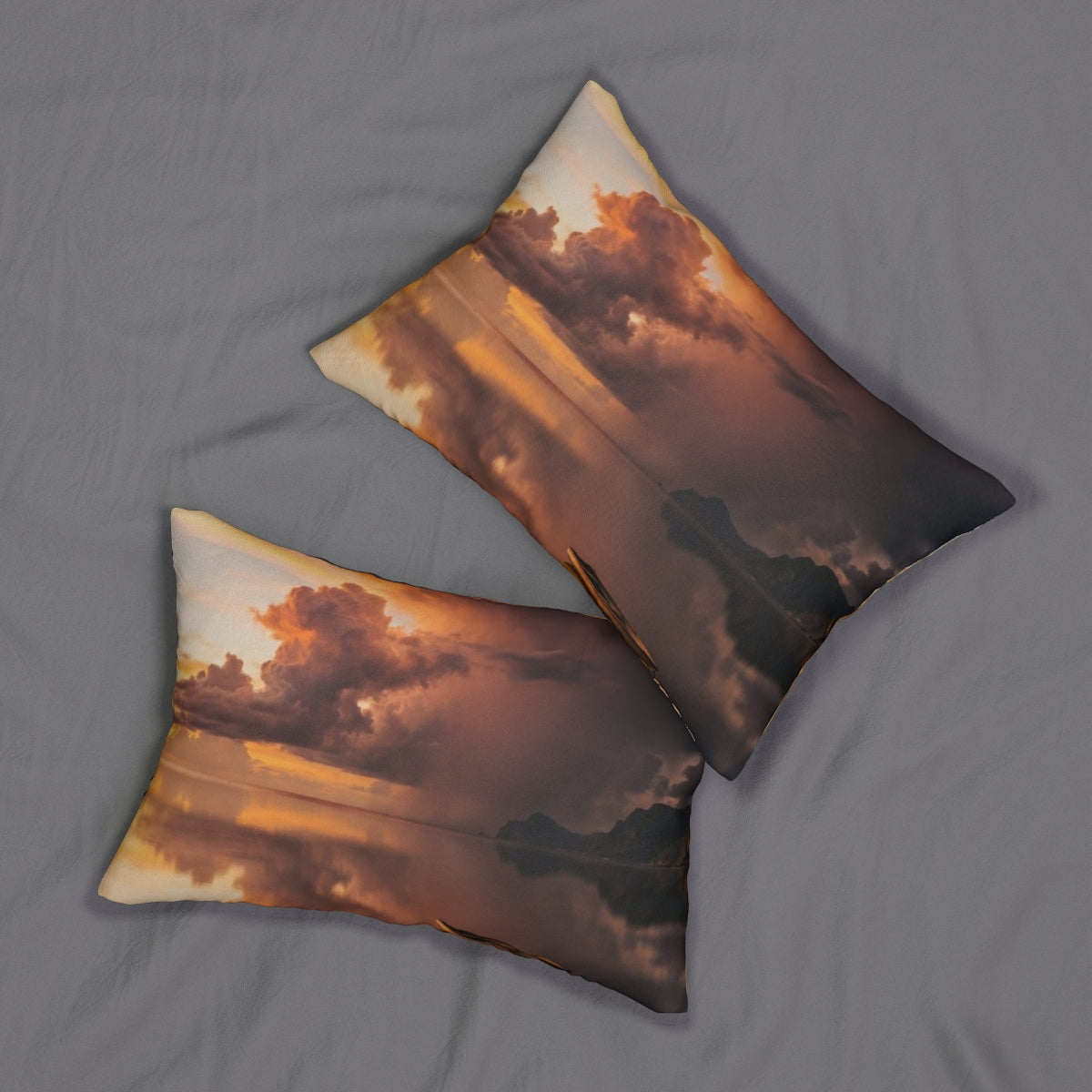 Spun Polyester Lumbar Pillow - Golden Storm | Echovira...