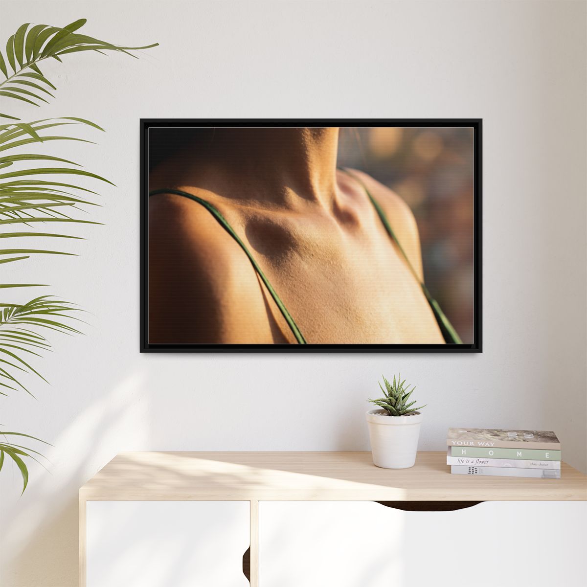 Golden Hour Matte Canvas - Framed Sunset Wall Art — Black /...