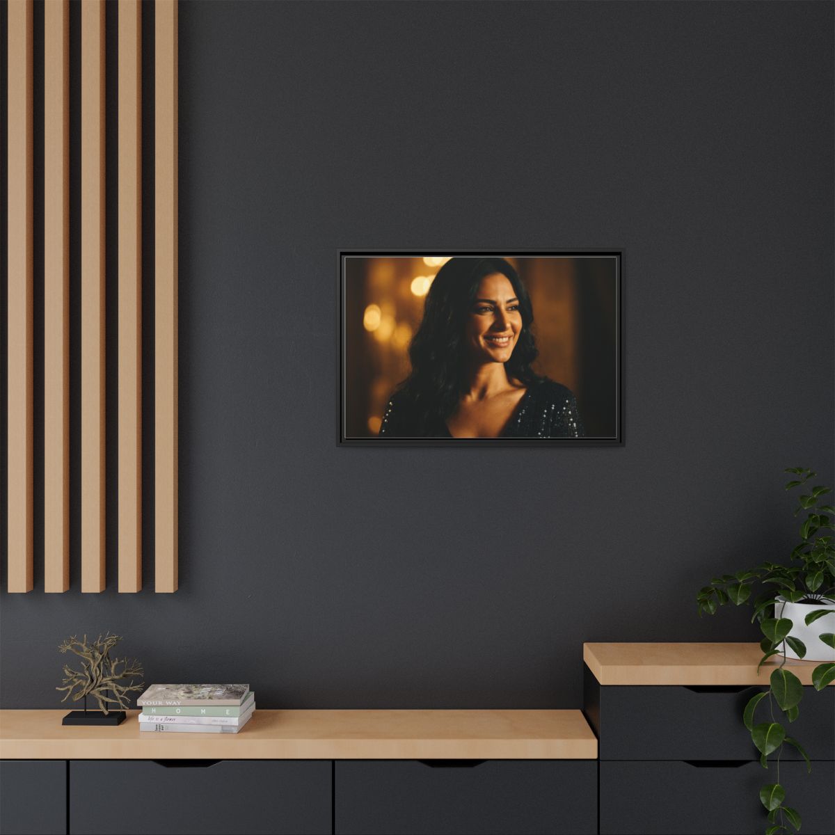 Framed Canvas Art - Golden Glamour — Black / 1.25"