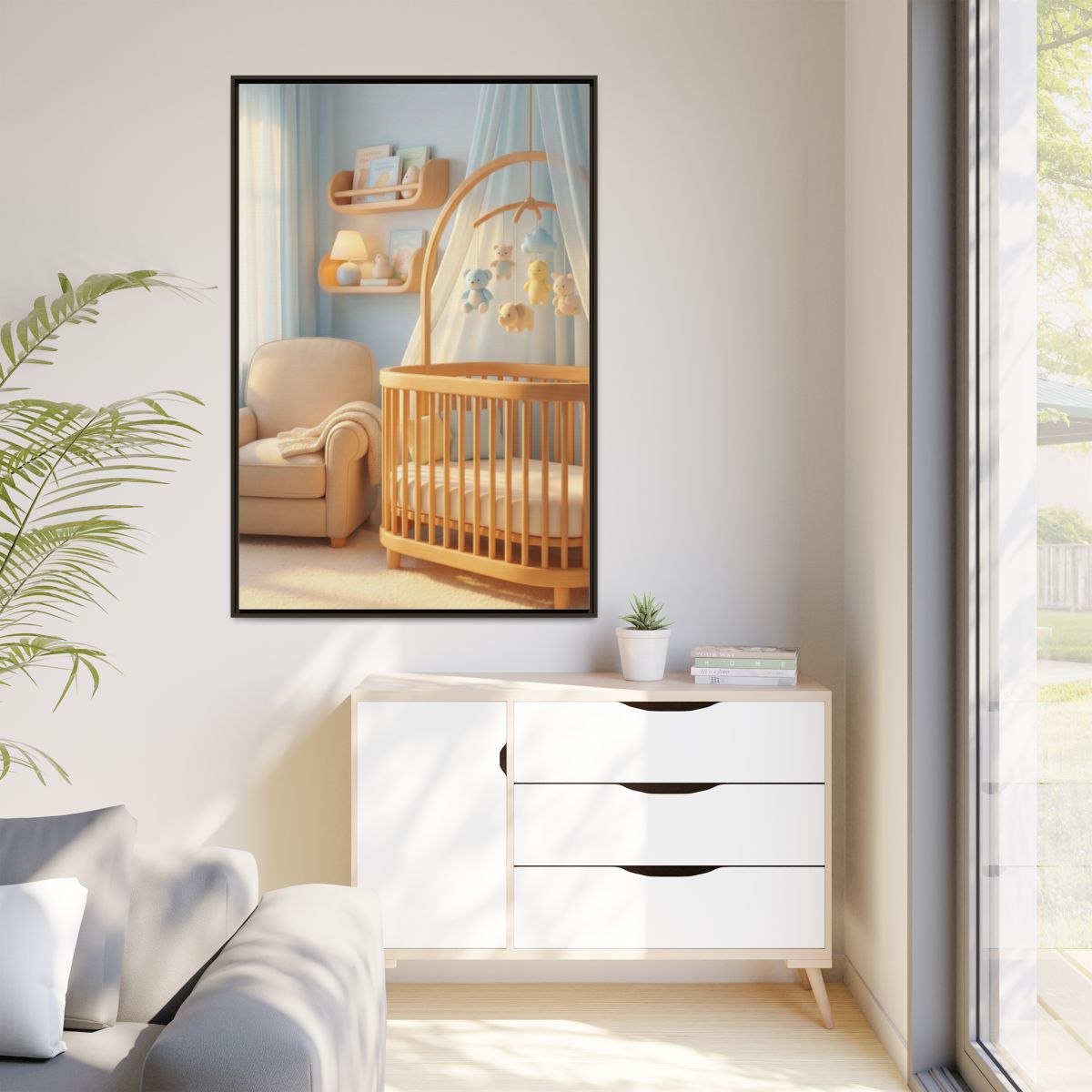 Matte Canvas, Framed - Dreamy Serene Nursery Art — Espresso...