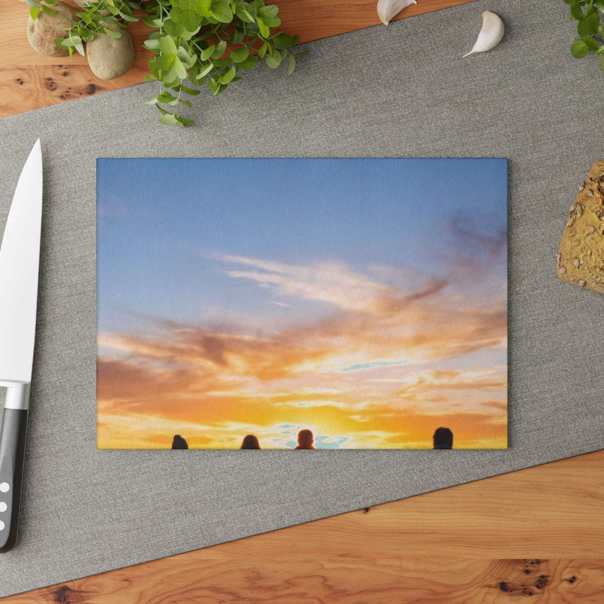 Glass Cutting Board - Sunset Mountain | Echovira Gallery