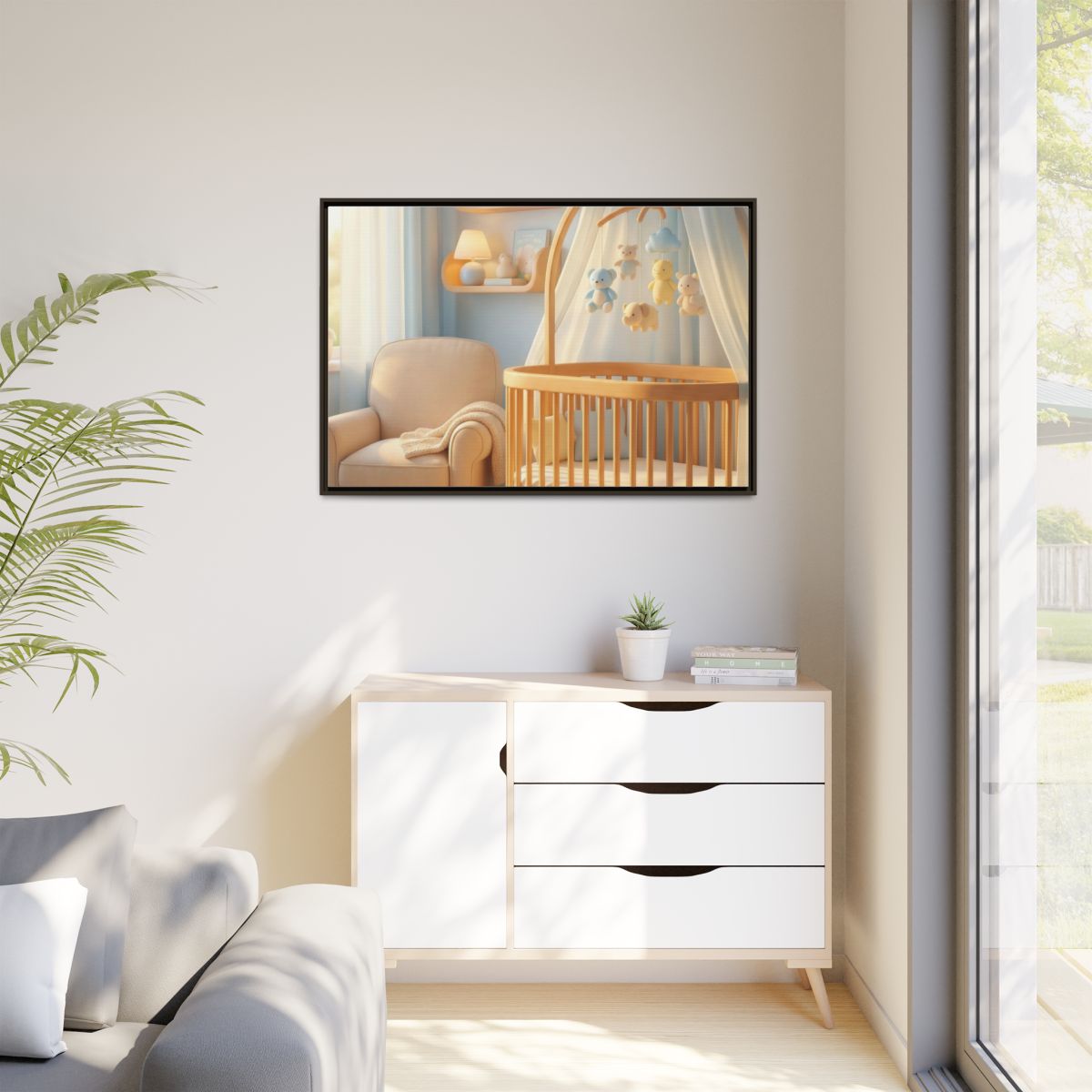 Matte Canvas, Framed - Dreamy Serene Nursery Art — Espresso...