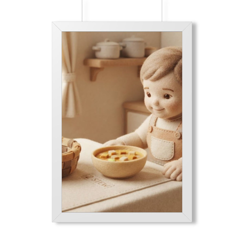 Framed Vertical Poster - Cozy Felt Hearth — White (11×14......
