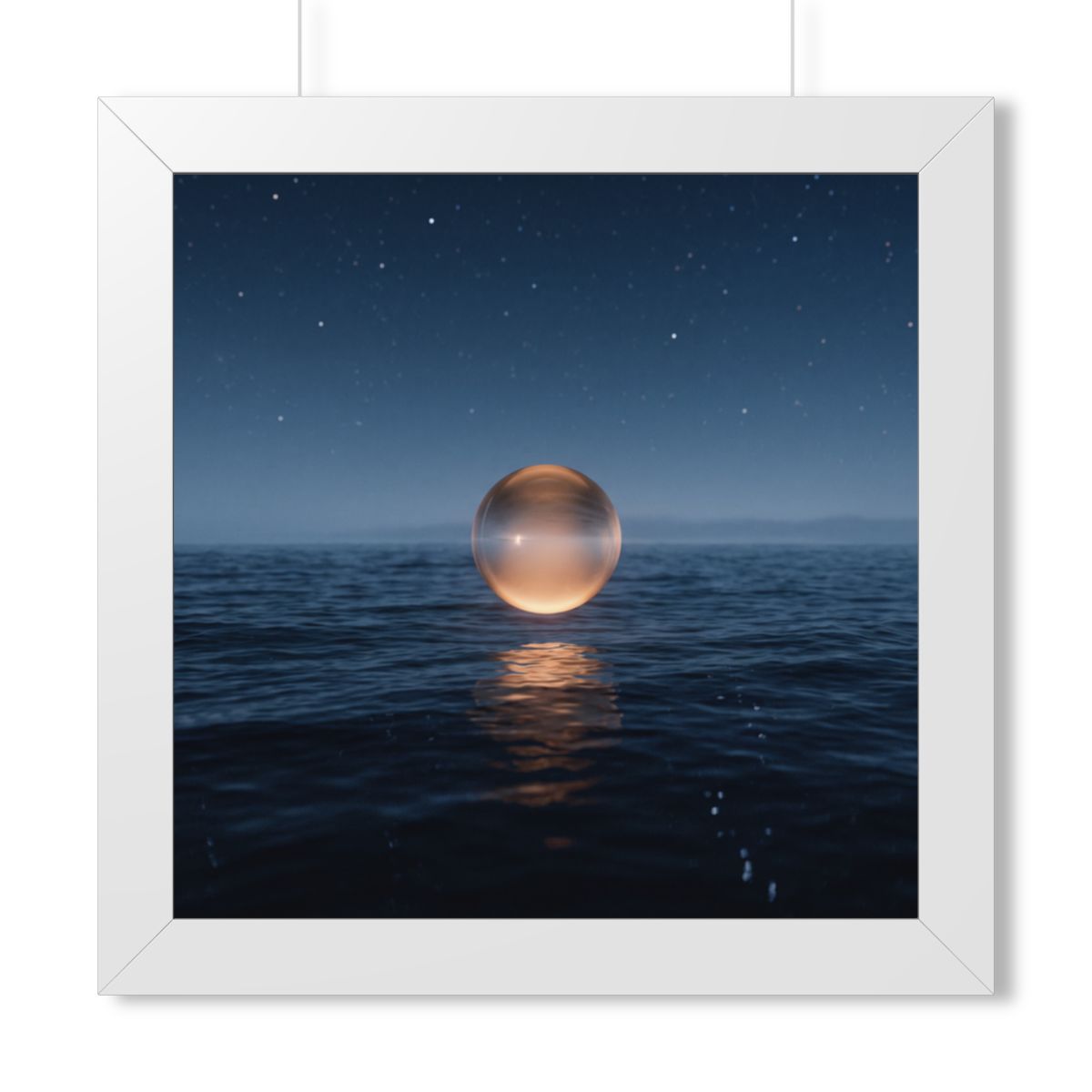 Framed Vertical Poster - Glowing Ocean Horizon — White... |...