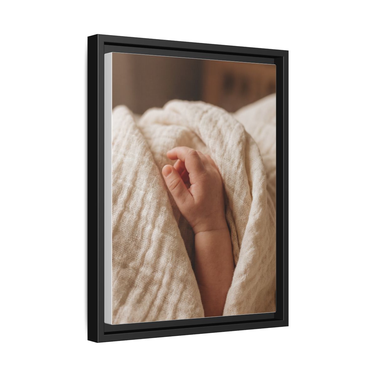 Framed Matte Canvas - Tender Newborn Hand (8×10, 9×12, 11×14, 12×16, 10×20, 12×18, 16×20, 16×24, 18×24, 12×36, 20×24, 16×32, 20×30, 24×30, 24×32, 16×48, 24×36, 24×48, 30×40, 20×60, 32×48, 30×60 & 40×60)