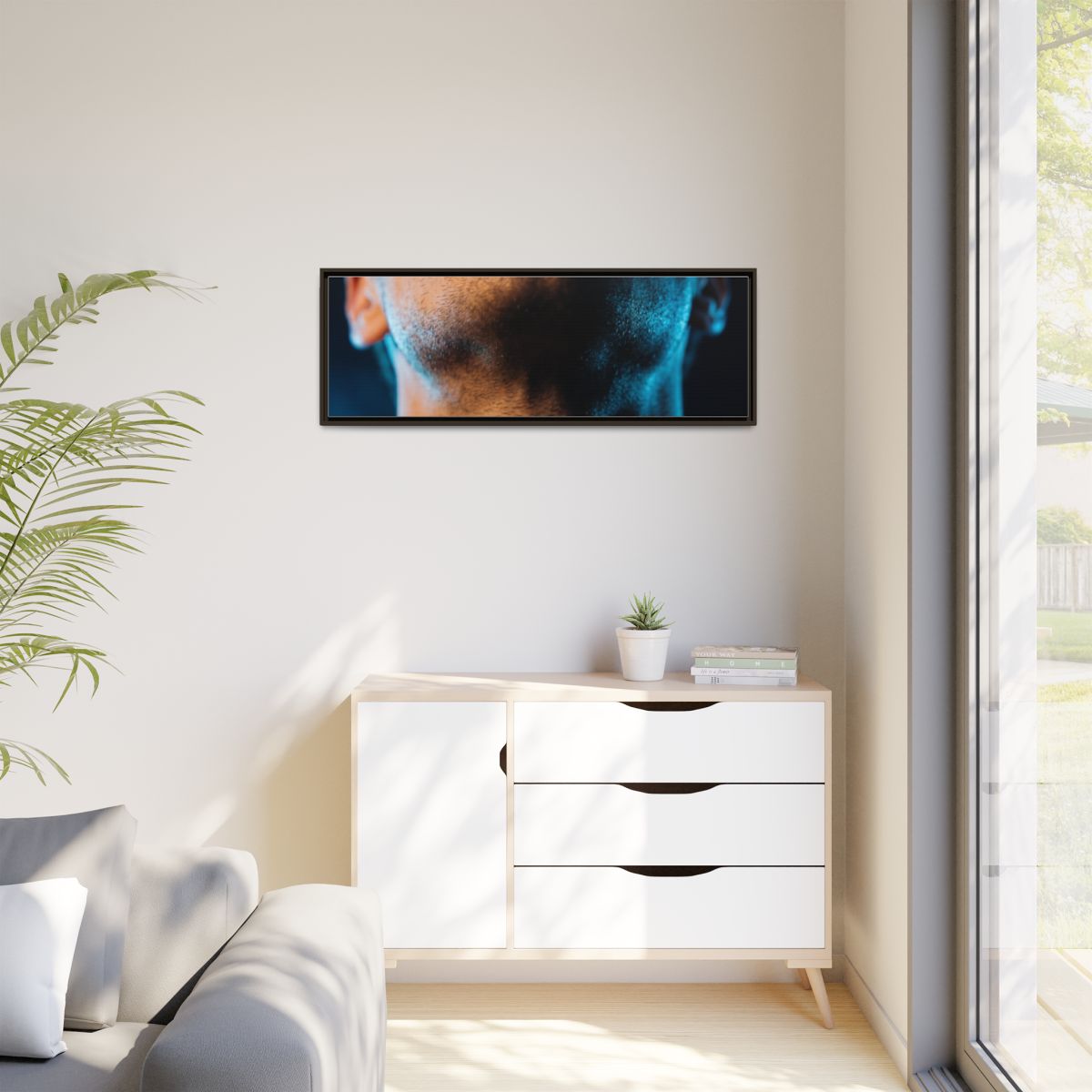 Matte Canvas, Framed - Neon Shadows Cinematic Portrait Art...