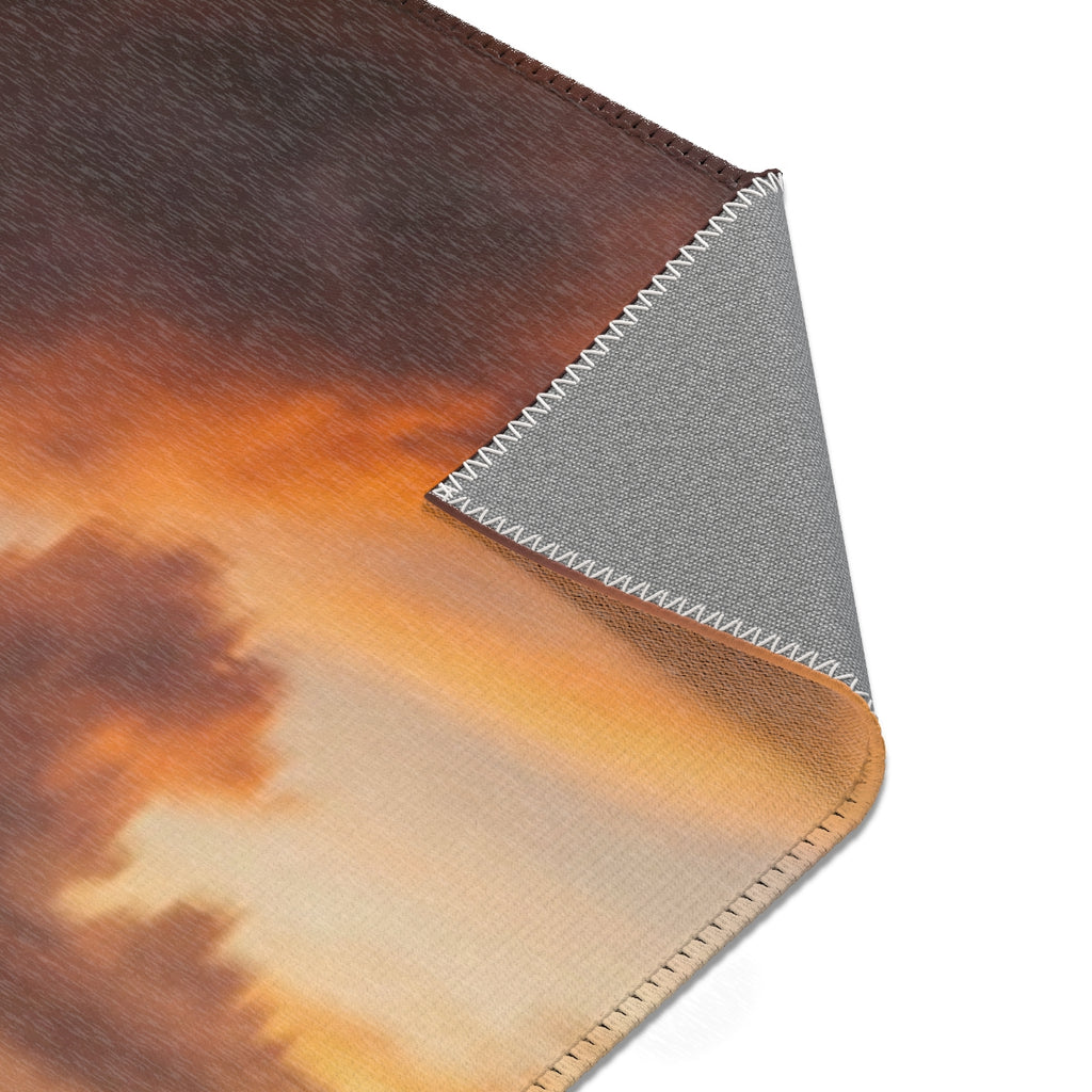 Area Rug - Golden Sunset Lake Horizon | Echovira Gallery
