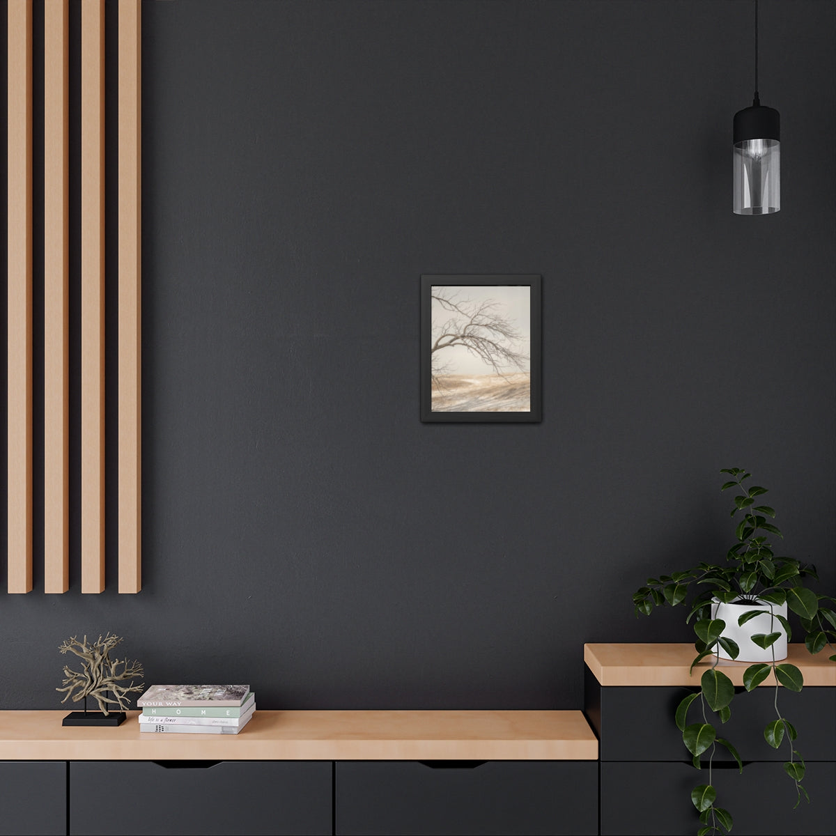 Framed Poster - Minimalist Winter Tree — Portrait
