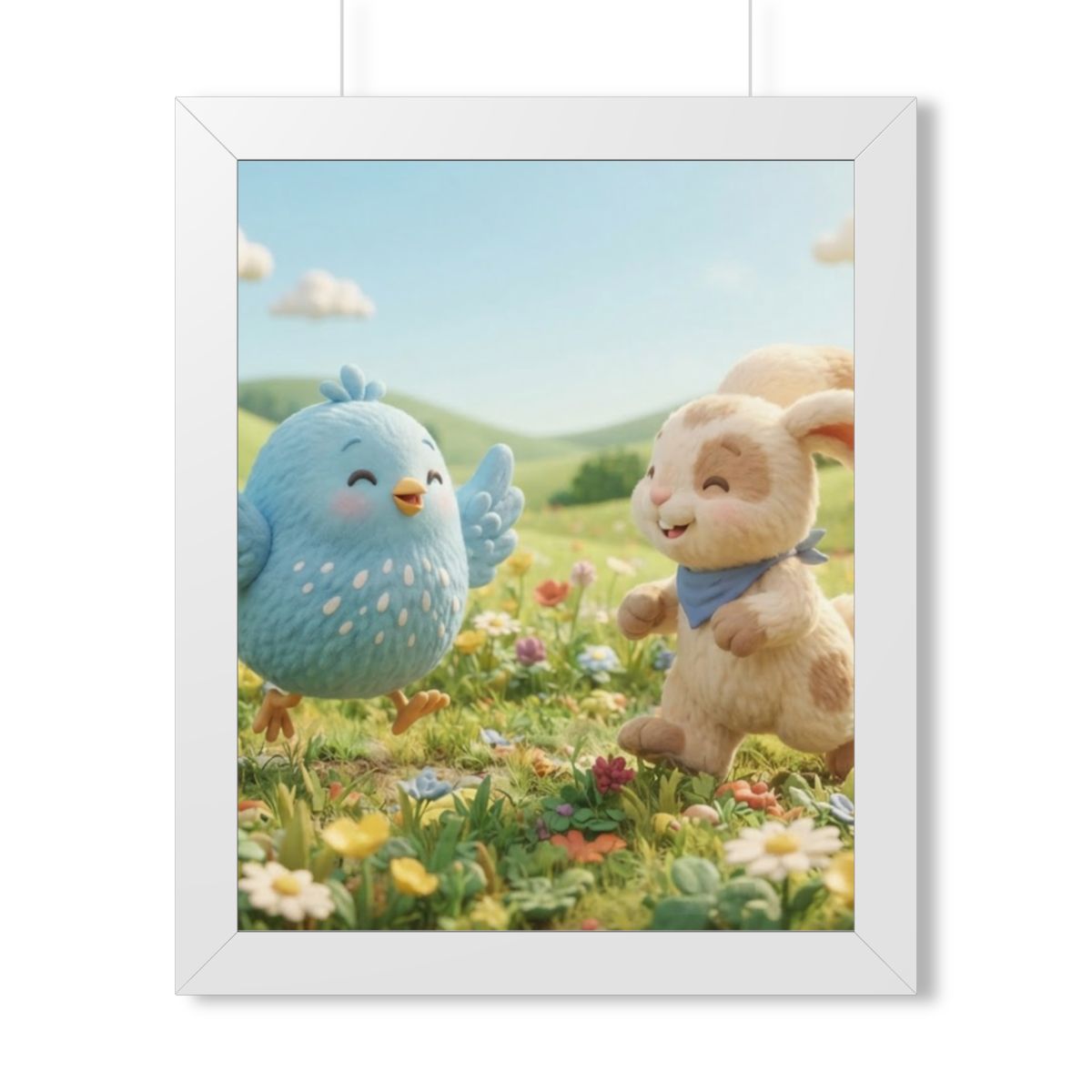 Framed Vertical Poster - Meadow Friends View — White (11×14...