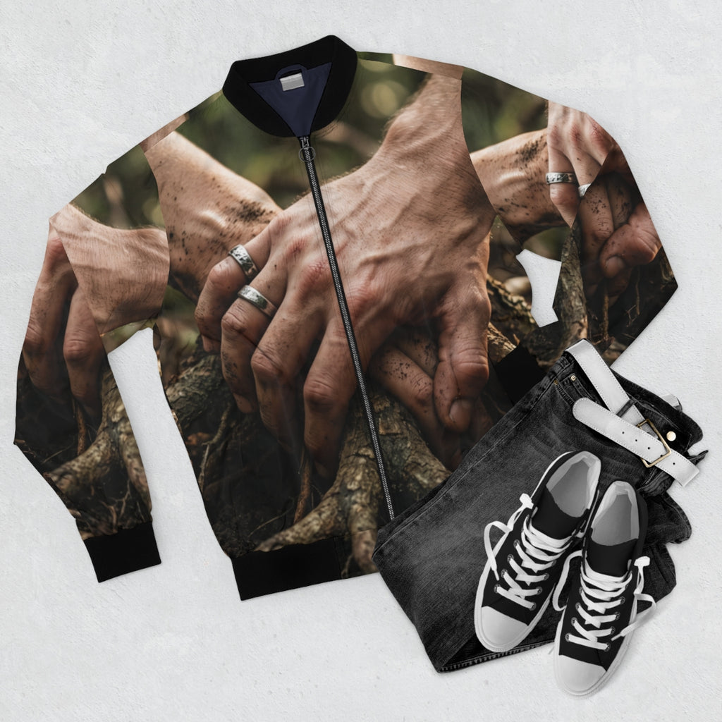 Men's Bomber Jacket with Forest Root Art